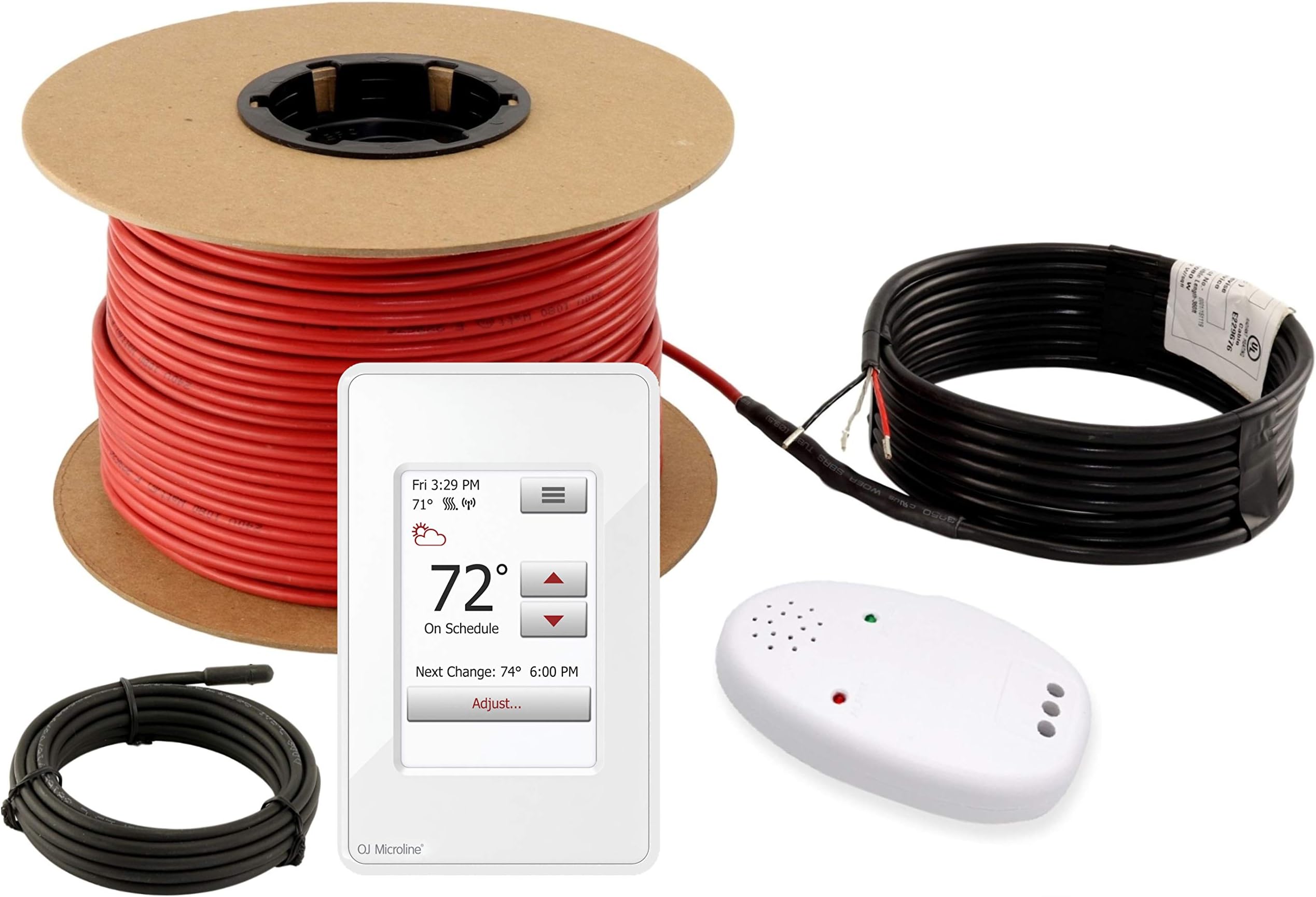 100sqft Floor Heating Cable Kit - 240v Under Laminate Floor Heating System - Includes UWG4 WiFi Programmable Touchscreen Thermostat, Heater Cable, Alarm & Floor Sensor