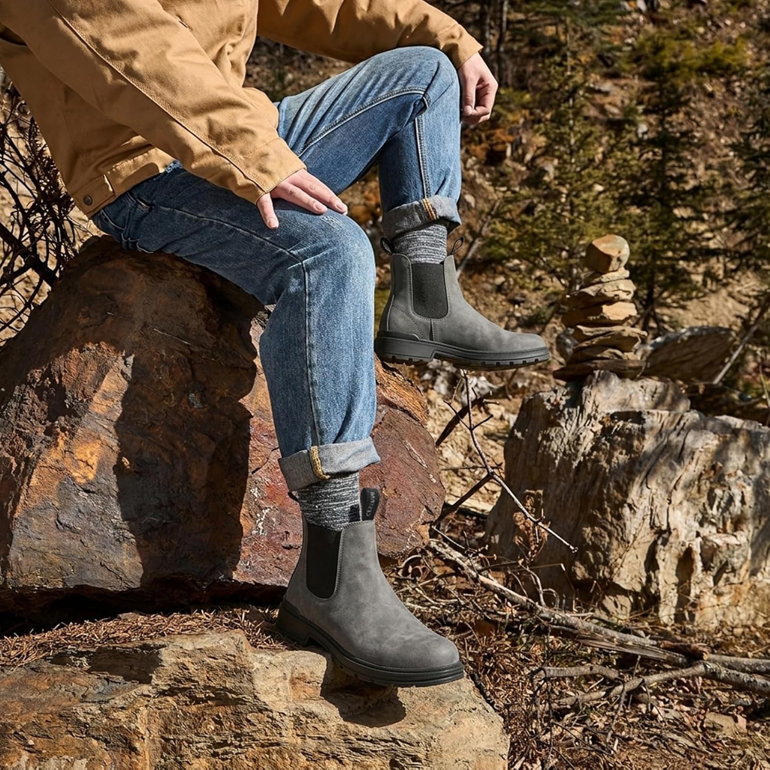 Cestfini Mens Slip On Chelsea Boots