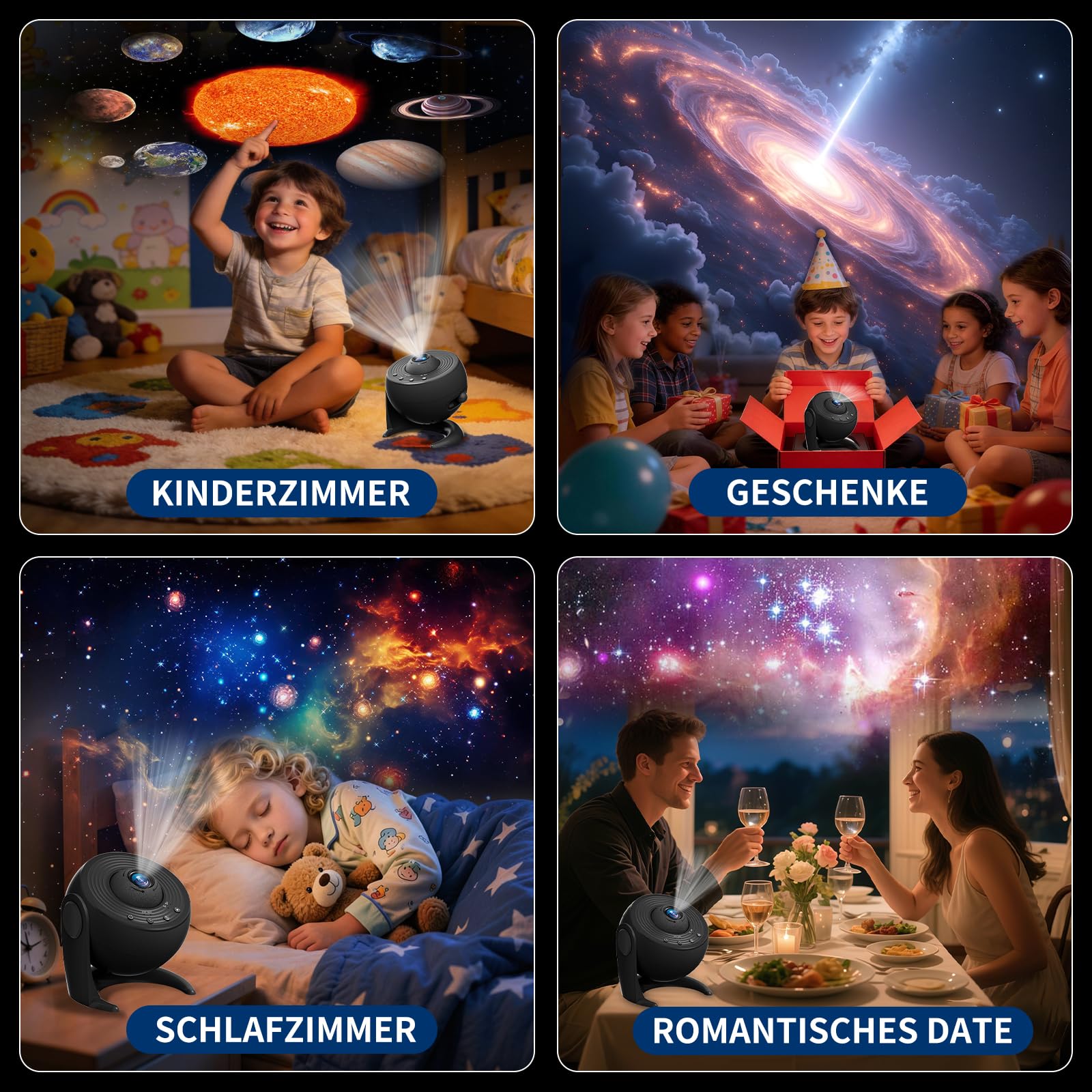 FlyEagle Sternenhimmel Projektor, 13-in-1 Galaxy Projektor, LED Sternenhimmel mit Timer, Deckenprojektor 360° Rotation, Zimmerplanetarium für Kinder Erwachsene Geschenk, Schwarz