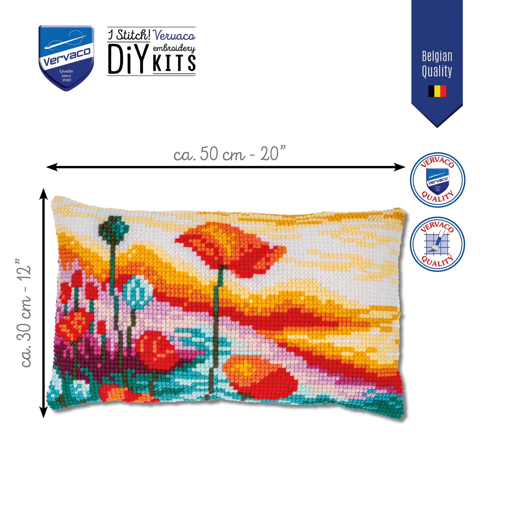 Vervaco Poppies Landscape Pillow Cover Needlepoint Kit