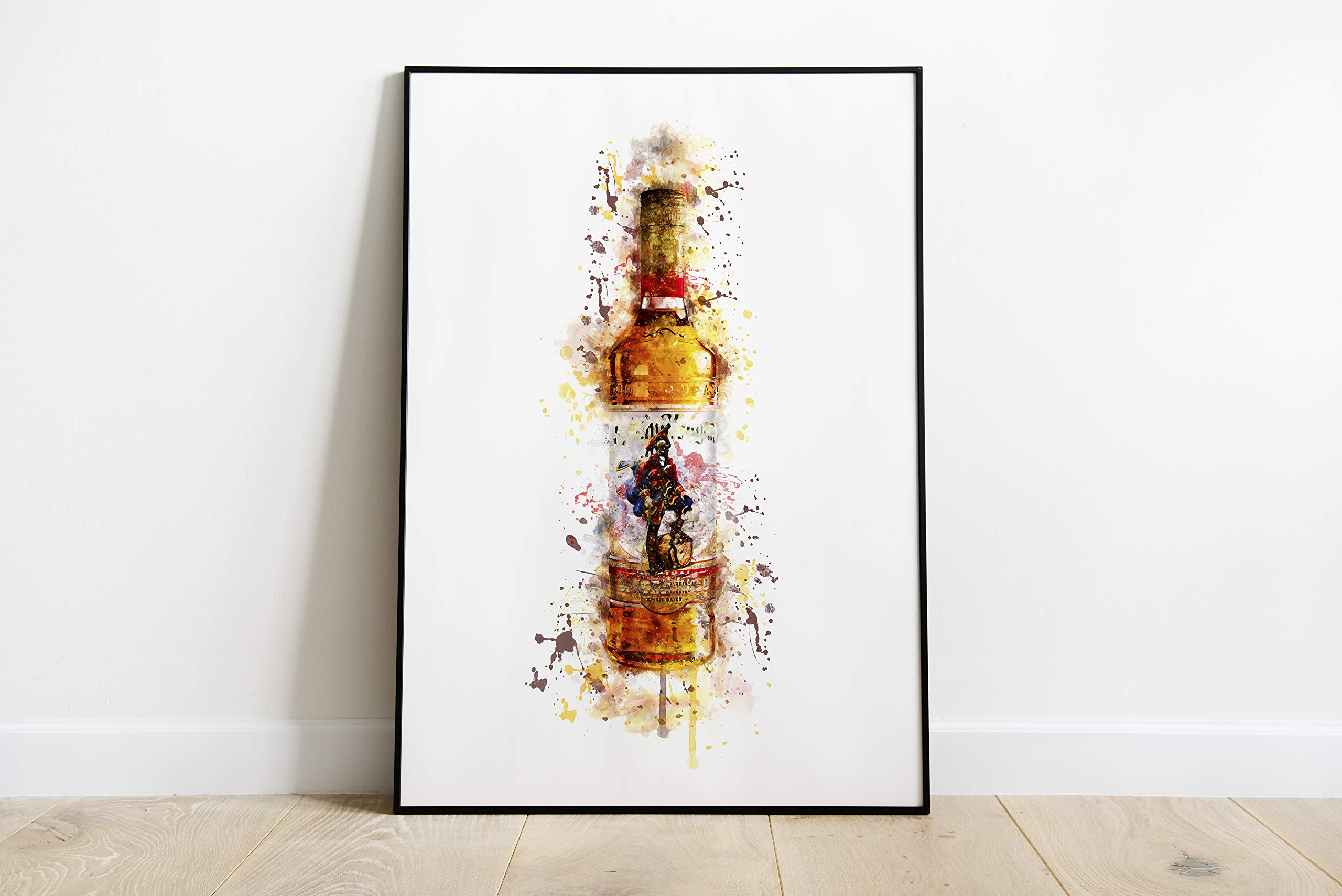 Craftylittlepenguin Watercolour Paint Splash Spiced Rum Bottle Print Art A5 A4 A3 A2 A1 Maxi Home Decor Fashion Beauty Classic - 5026 (A3-297 X 420 Mm)
