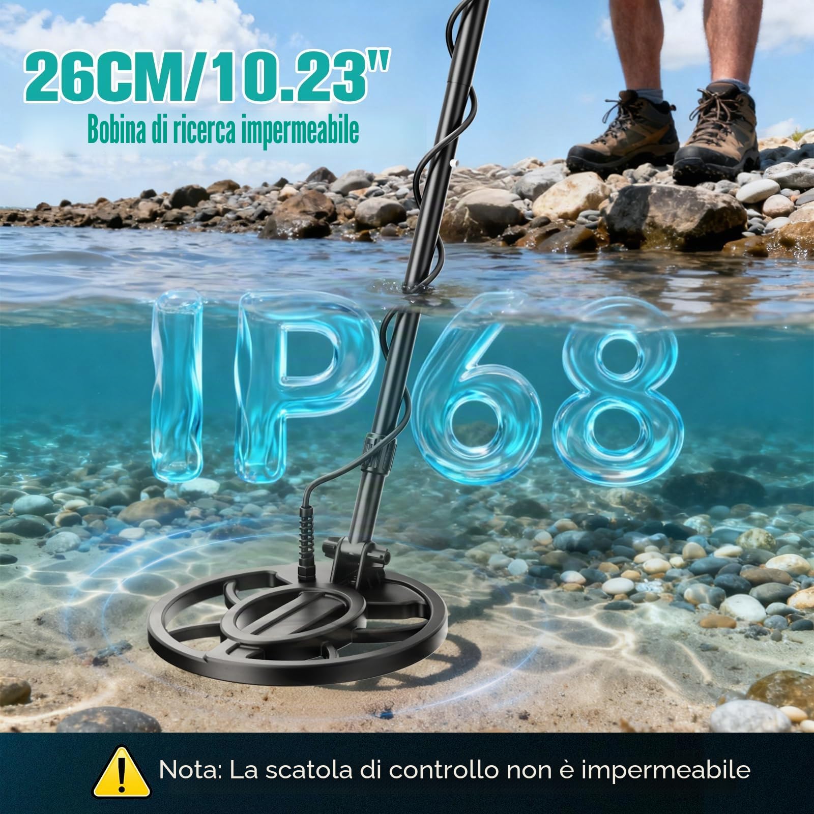 Metal Detector Professionale, 2025 Nuovo Modello Pieghevole, 5 Modalità ad Alta Precisione, Bobina Impermeabile IP68, Display a Colori, Sensibilità Regolabile, Chip DSP Avanzato