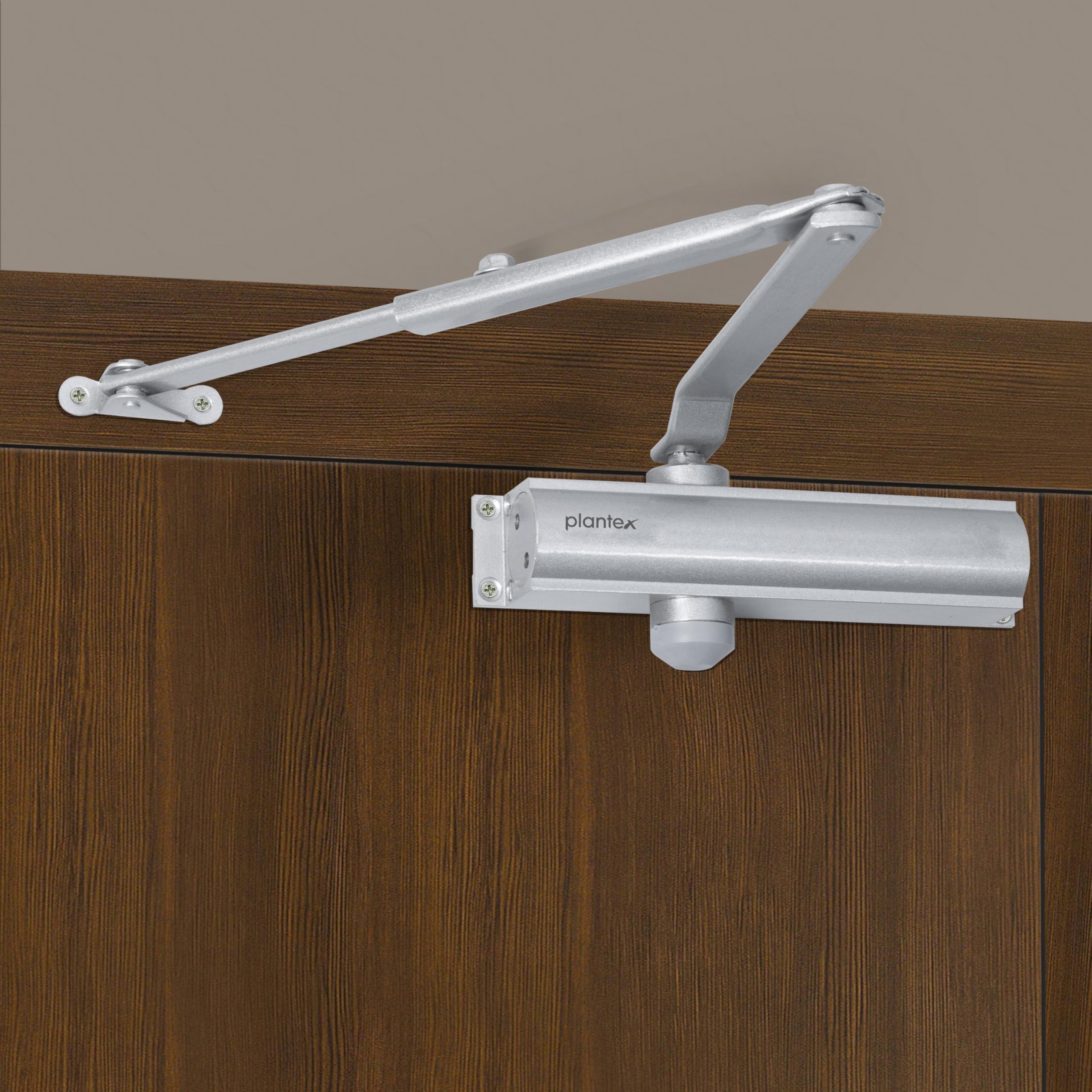 Plantex Heavy Duty Door Closer/Automatic Door Closer for Wooden Door/55 Kg Hydraulic Door Closer for Home/Office/Hotel/Wide 180 Degree Opening (ISO 9001 Certified) - Silver