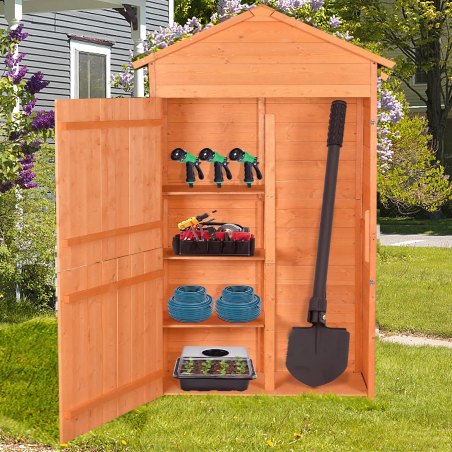EMKK Outdoor Storage Shed Wood Garden Storage