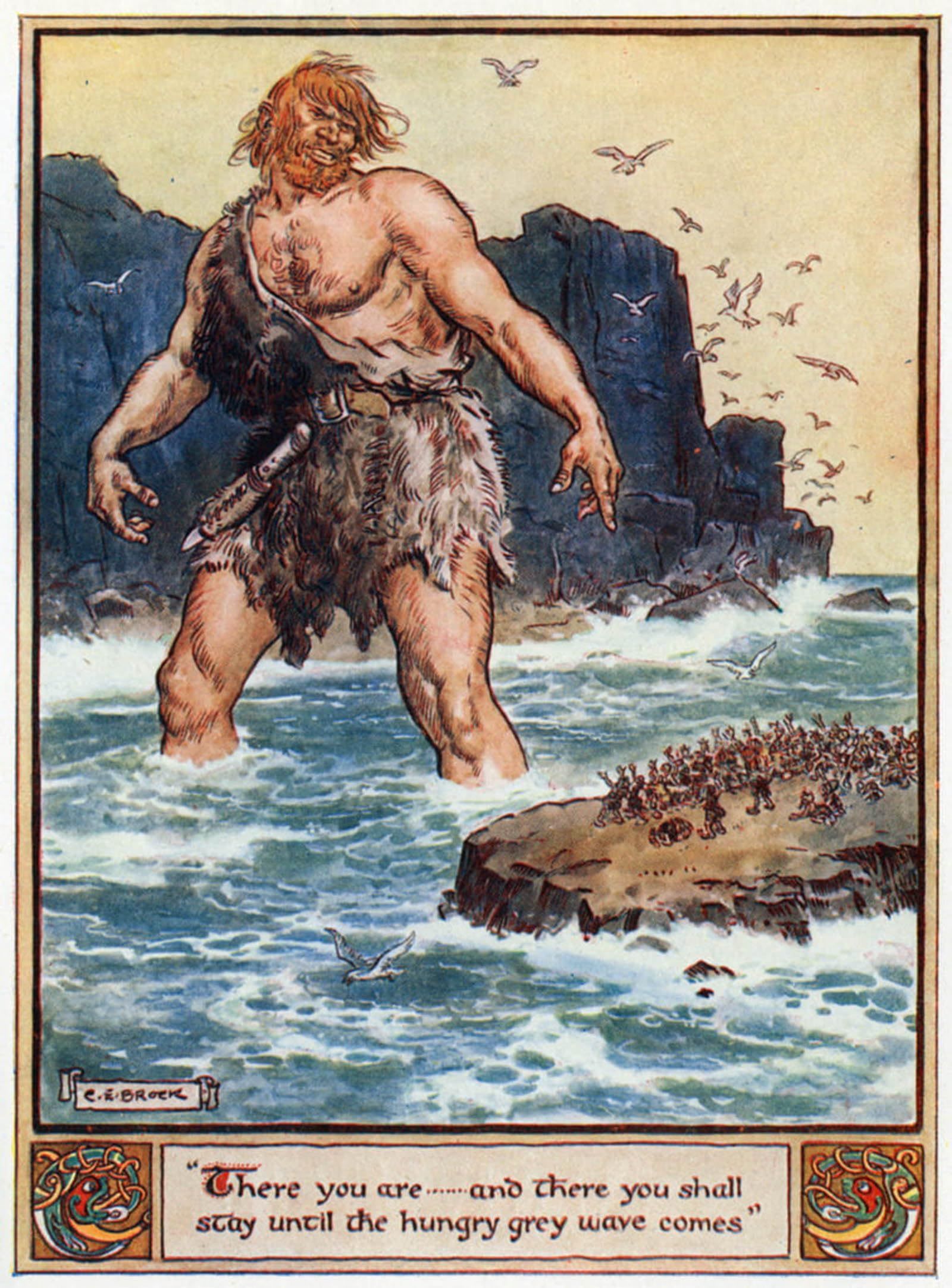ARTXLXXBN Famous Art Print Poster Vintage Wall Art There You Shall Stay Until the Hungry Grey Wave Comes by Charles Edmund Brock Canvas Art Poster for Home Decor 60x90cm