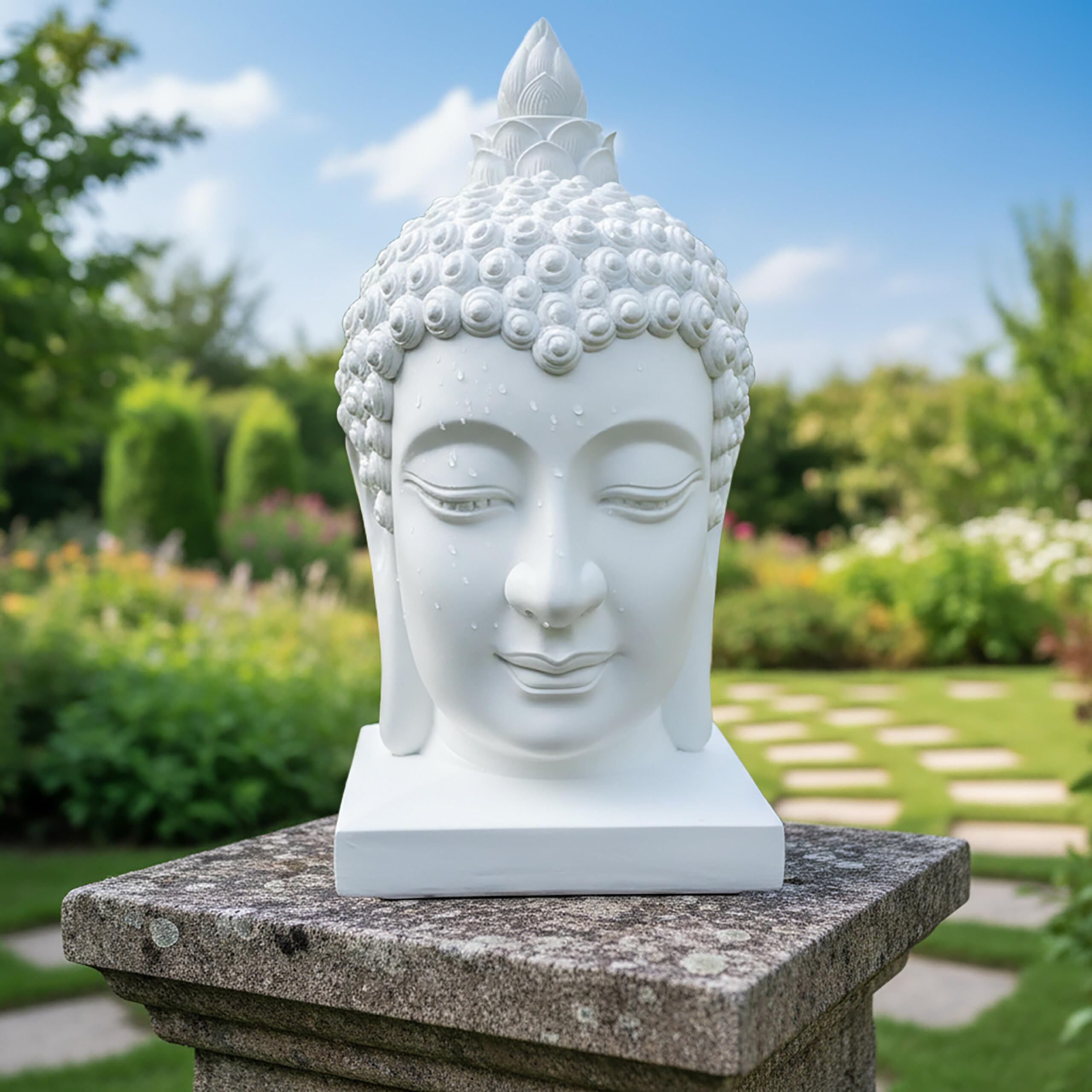 Relaxdays Tête de Bouddha 60×30×30 cm, déco Zen Salon & Jardin, Figurine décorative, résistante intempéries et Gel