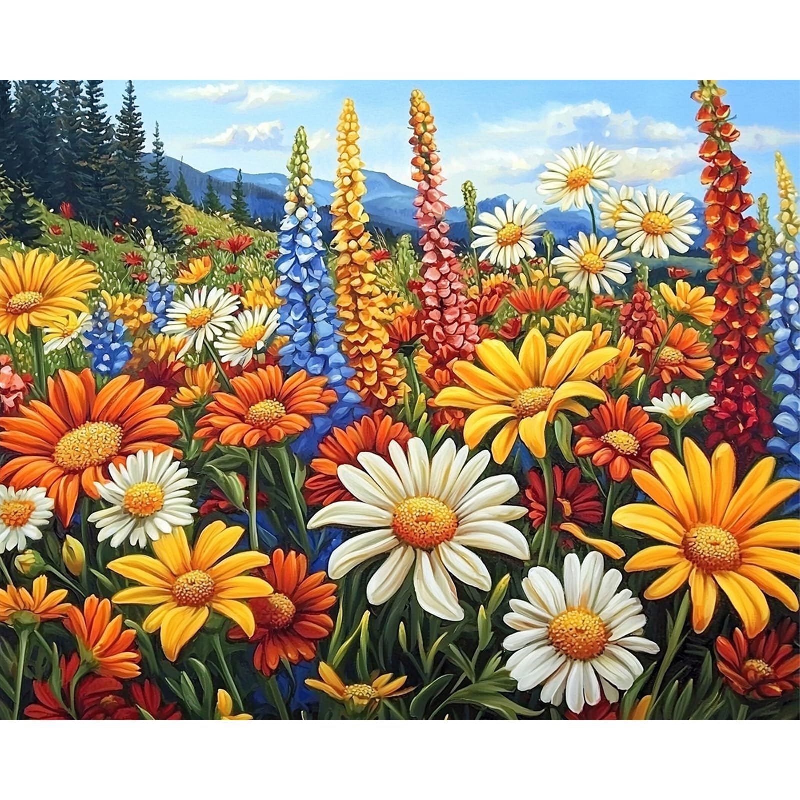 MAXBYE Paint by Numbers Kits for Adults, Flowerbeds Painting by Numbers for Beginners, Flowers Canvas Oil Painting with Paint Brushes Acrylic Pigment Home Wall Decor Gifts Without Frame 40x50 cm