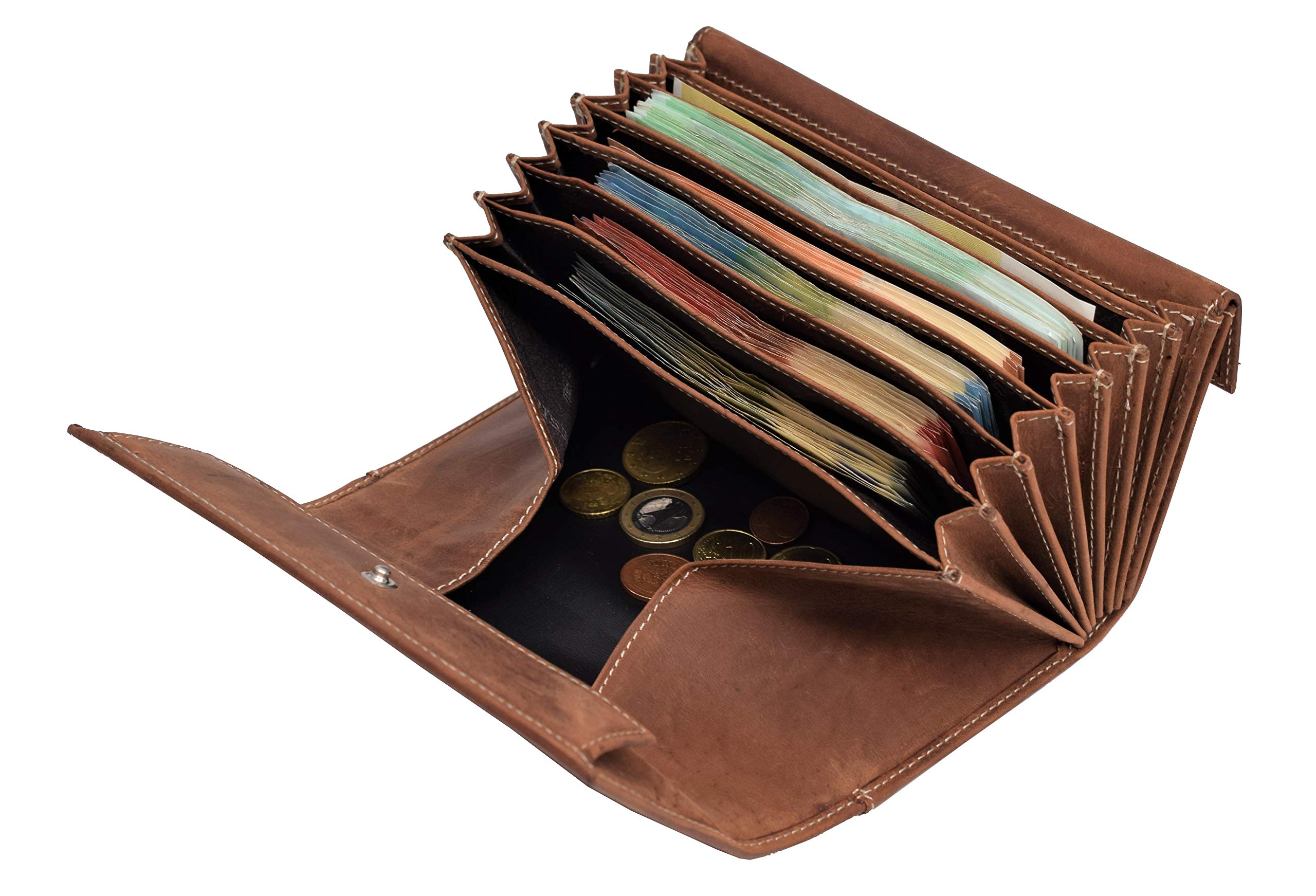 Menzo Kellnerbörsenset, Kellnerbörse + Holster, Kellnertasche + Halfter, echtes Leder für Damen und Herren (deltabraun)