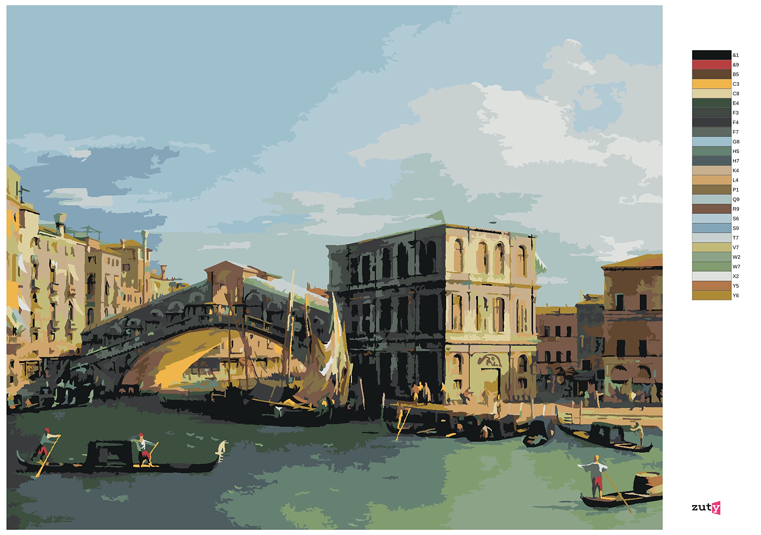 Malowanie według liczb - RIALTO-most Północy (Canaltto) 40 x 50 cm z blejtramem (już napięty)