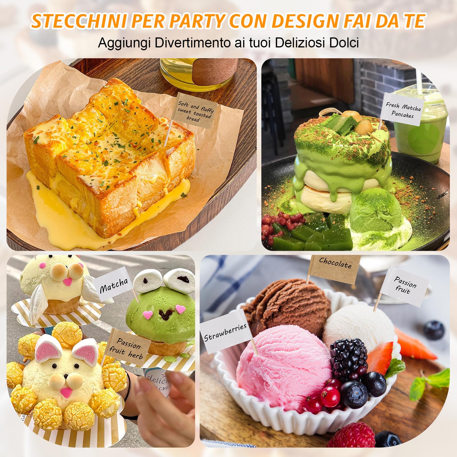 200 Bandierine in Carta Kraft Vuote per Stuzzicadenti, Etichette Decorativi Personalizzabili per Identificare Cocktail, Cupcake e Dessert con Stile, Ideale per Feste, Eventi e Buffet