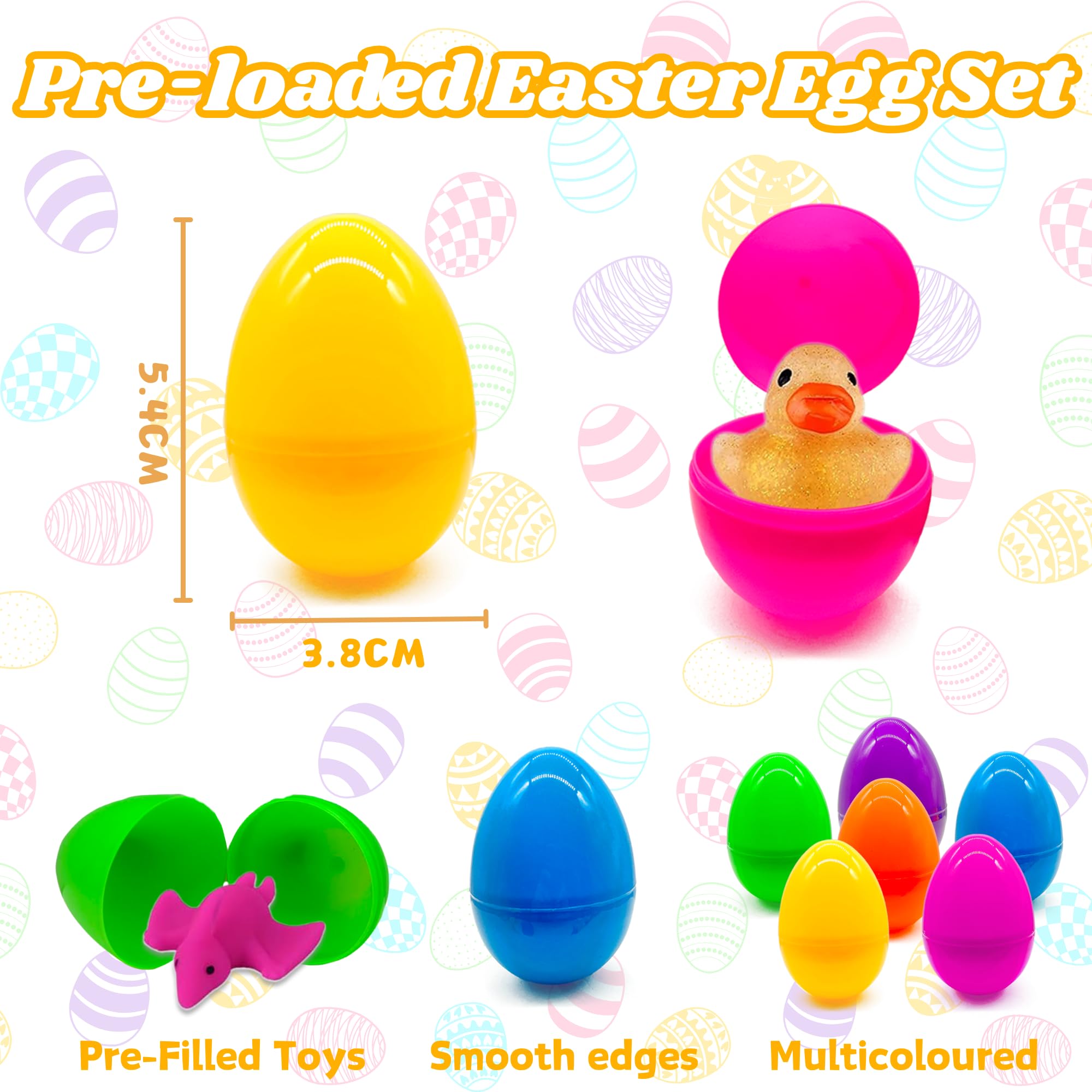 24 Œufs De Pâques Pré-Remplis De Lumineux Mochi Squishy, Mini Jouets Sensoriels Anti-Stress, Garniture De Panier De Pâques, Chasse Aux Oeufs De Pâques, Cadeau De Paques pour Garcons Filles