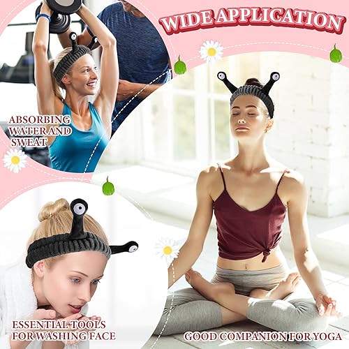 Miniatura 7 de Diadema de lavado facial, bandas para el cabello de palmera y caracol, diademas de maquillaje para mujer, de dibujos animados, de forro polar,