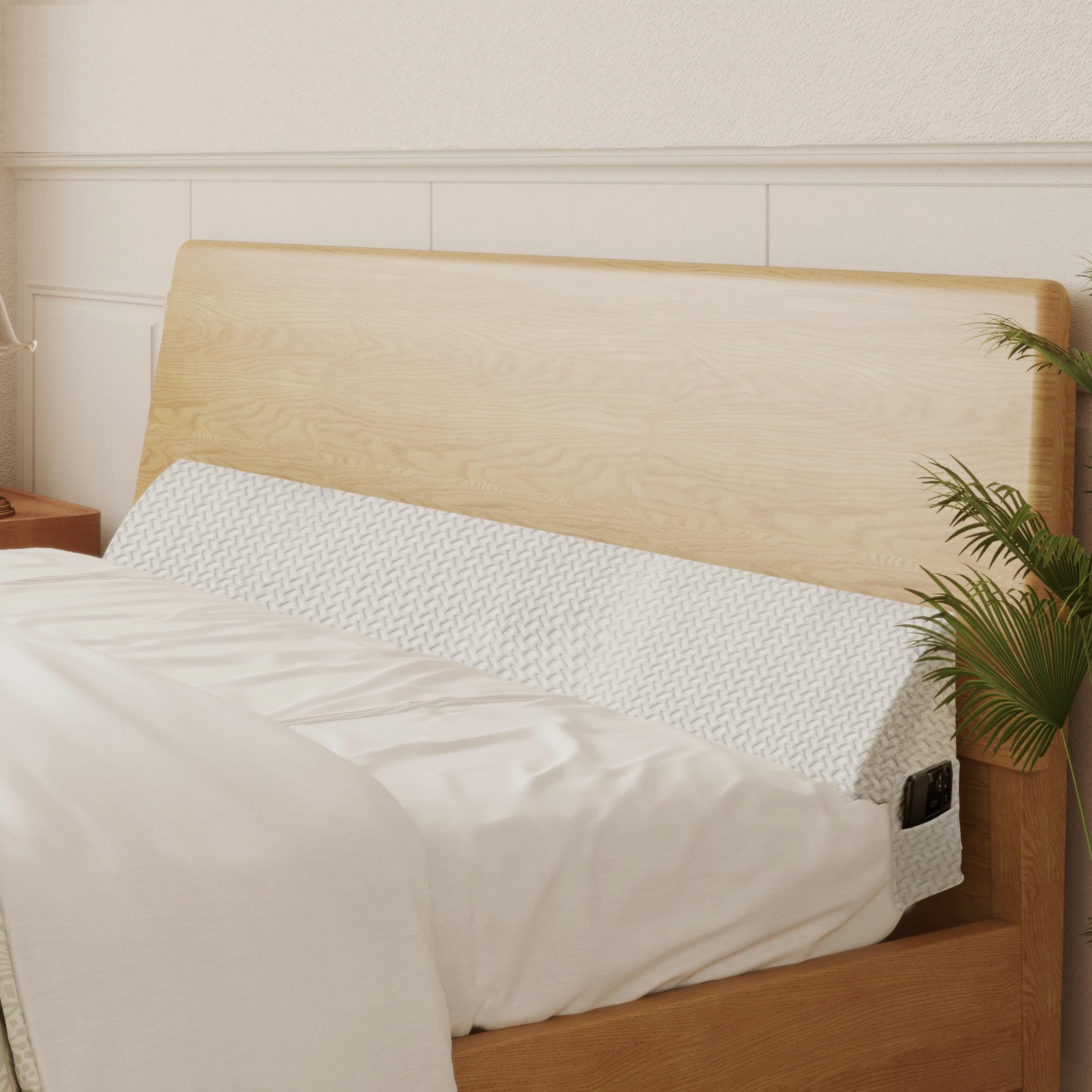 Almohada de cuña de cama para espacio de cabecero, cojín de apoyo de espuma de alta densidad, llena un espacio de 0 a 15 cm entre el colchón y la cabecera, diseño ergonómico para mayor