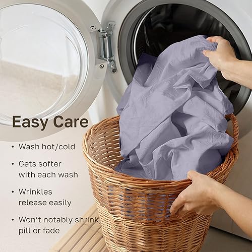 Miniatura 6 de California Design Den Juego de sábanas de lujo tamaño King, 800 hilos, sábanas 100% algodón, satén suave, con bolsillos profundos, color lavanda