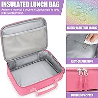 Vista 5 de Fimibuke Lonchera Bento para niños con 4 compartimentos, bolsa de almuerzo aislada, tarro térmico de acero inoxidable al vacío, paquete de hielo