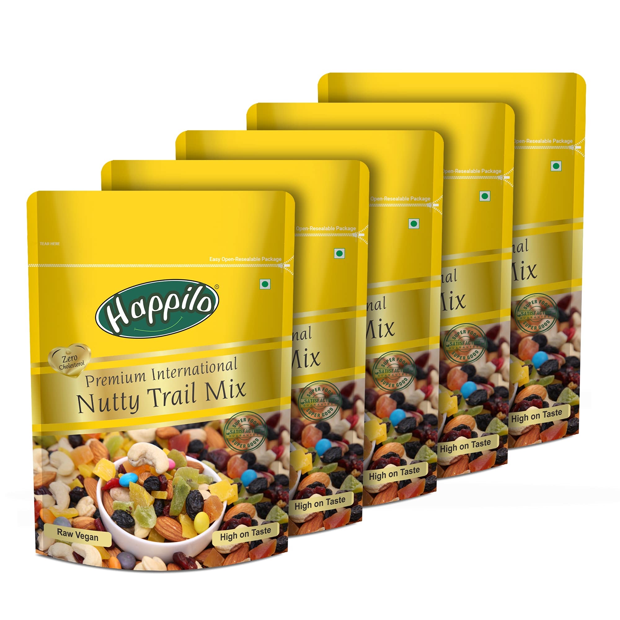 Happilo Premium International Nutty Trail Mix Nuts & Dry Fruits, No Sugar, Healthy Snacks with Almonds, Raisins, Cashew, Cranberry, Kiwi, Mango, Papaya, Assorted, 200 g, Pack of 5 (B077FF82WV) Amazon Price History, Amazon Price Tracker