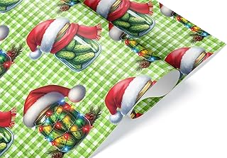 Giftini Pickle Gift Wrap, Foodie Wrapping Paper, For Dill Lovers, Unique Theme Party Decor Winter Holiday Present (Jar Pickle, One 20 inch x 30 inch sheet)