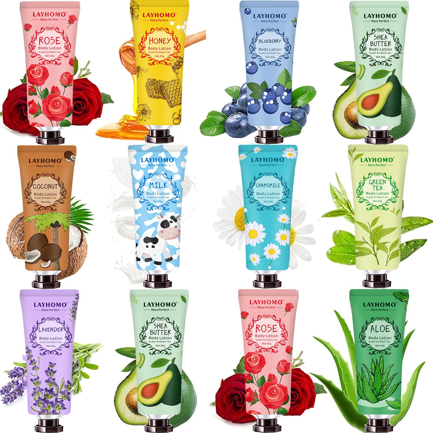 12 Pack Body Lotion Gift Set for Women,Natural Fragrance Body Care Cream Moisturizing Travel Size Body Lotion With Shea Butter and Aloe,Bulk Body Lotion Sets,Galentines Day Gifts,Valentines Gifts