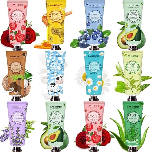 12 Pack Body Lotion Gift Set for Women,Natural Fragrance Body Care Cream Moisturizing Travel Size Body Lotion With Shea Butter and Aloe,Bulk Body Lotion Sets, Christmas Stocking Stuffers Valentines Day Mother's Day Gifts for Her Women Girlfriend Mom Wife