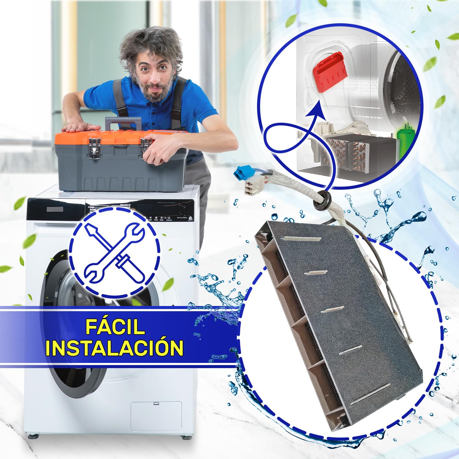 Resistencia para Secadora de Ropa 1600+900W 220-240V con Código Original 2970101400 2970100800 2970100100 para Beko para Arçelik - Garantía de 10 Años - MONTERAL