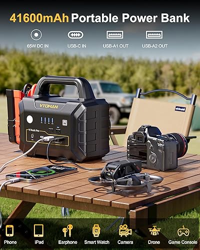 Miniatura 4 de VTOMAN V-Truck Pro 8000A - Batería de coche con carga rápida de 65 W, 41600 mAh portátil para todo gasolina, caja de salto de 12 V con luz LED,