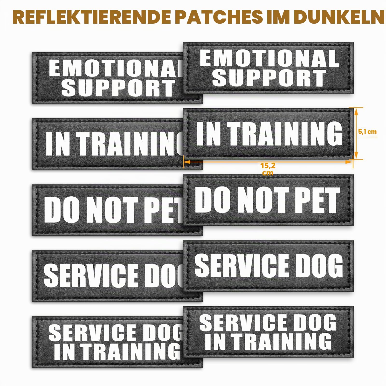 WINSEE Service-Hundegeschirr für große Hunde, Taktische Arbeitsweste mit 10 Haustier-Patches, kein Ziehen, strapazierfähiges Geschirr für Training, Spazierengehen