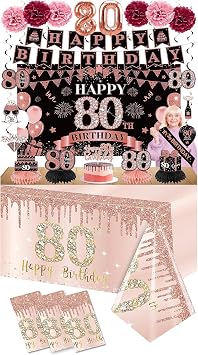 Excelloon 80th Birthday Decorations for Women