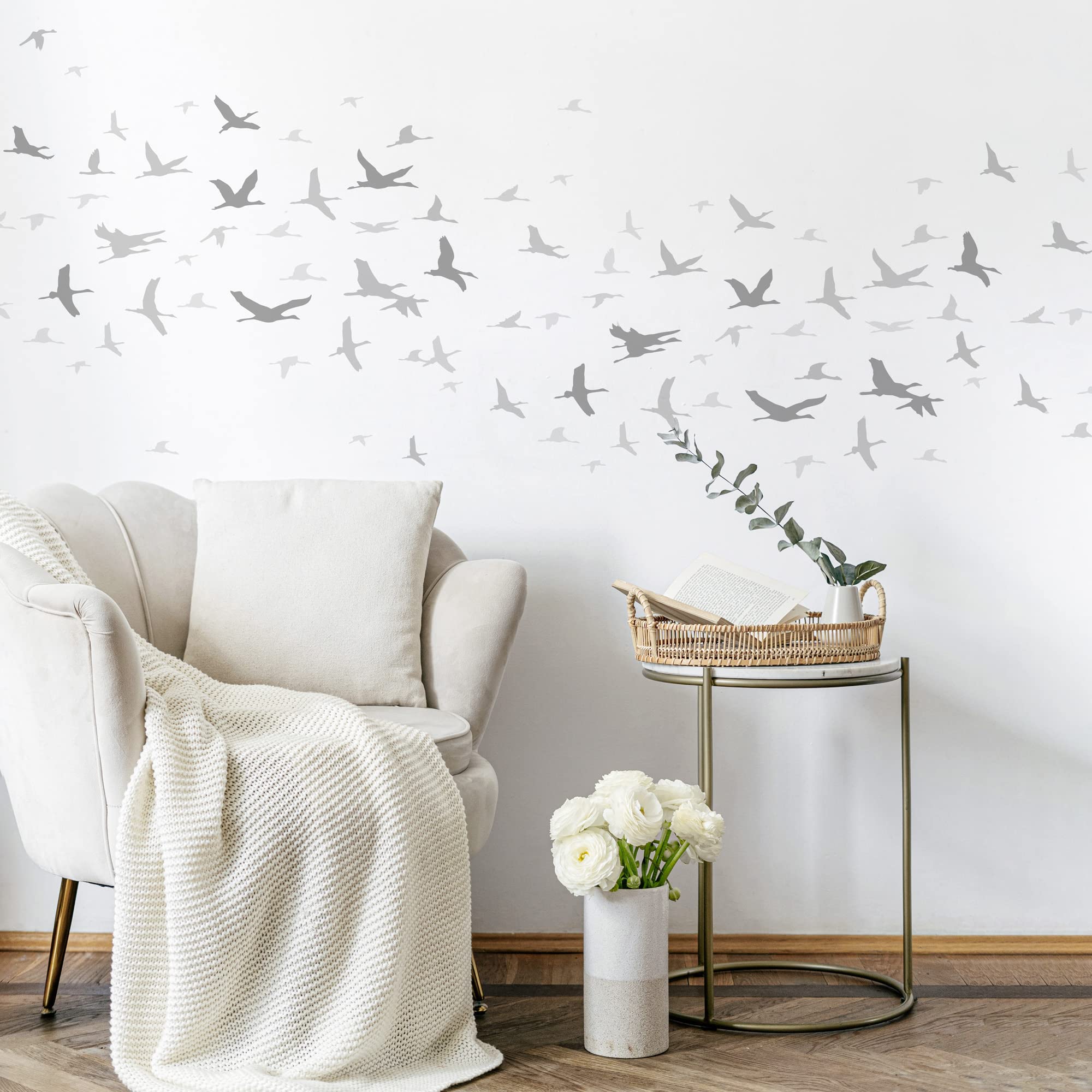 NAKLEO Large Wall Painting Stencil 59x95 cm, Flock of Cranes Silhouette Pattern, Reusable Plastic Template - Image 2