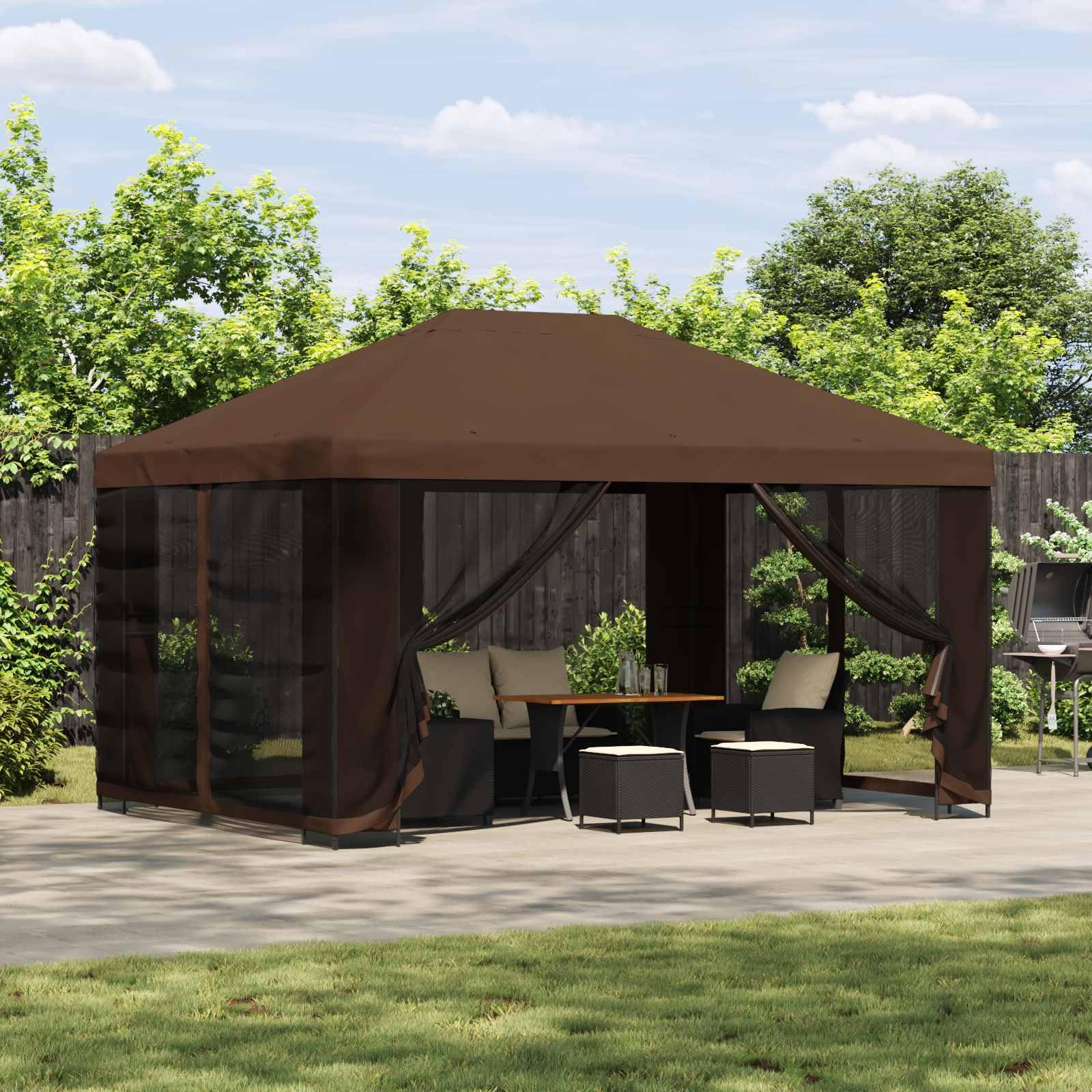 Protection solaire pour terrasse 4x3m en acier durable marron