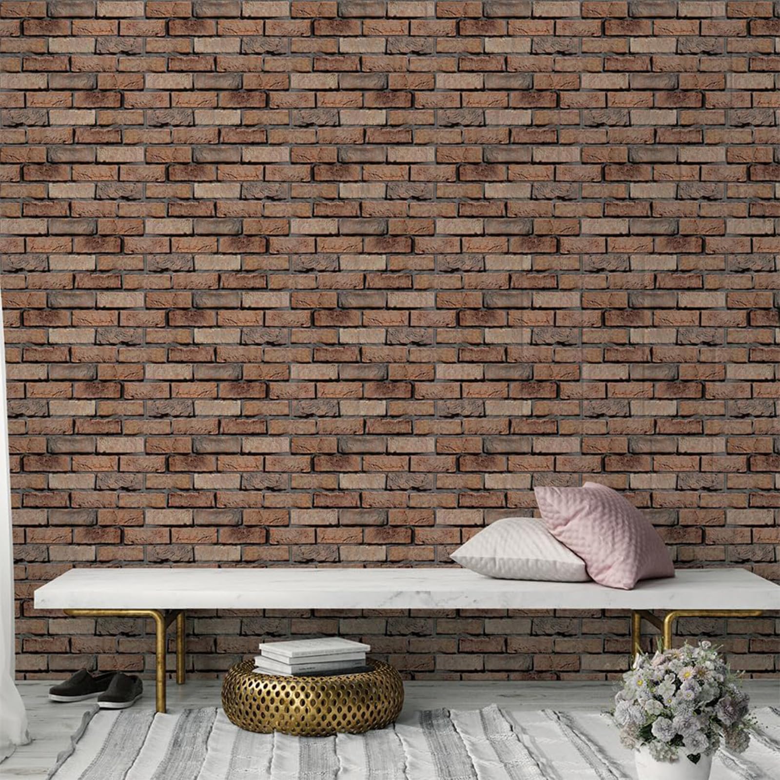 10 Pezzi Mattoncini Adesivi per Pareti Parati PVC Mattoncini 3D Adesiva Pannelli da Parete 3D Effetto Impermeabili Mattone per Parete Adesivi Wallpaper