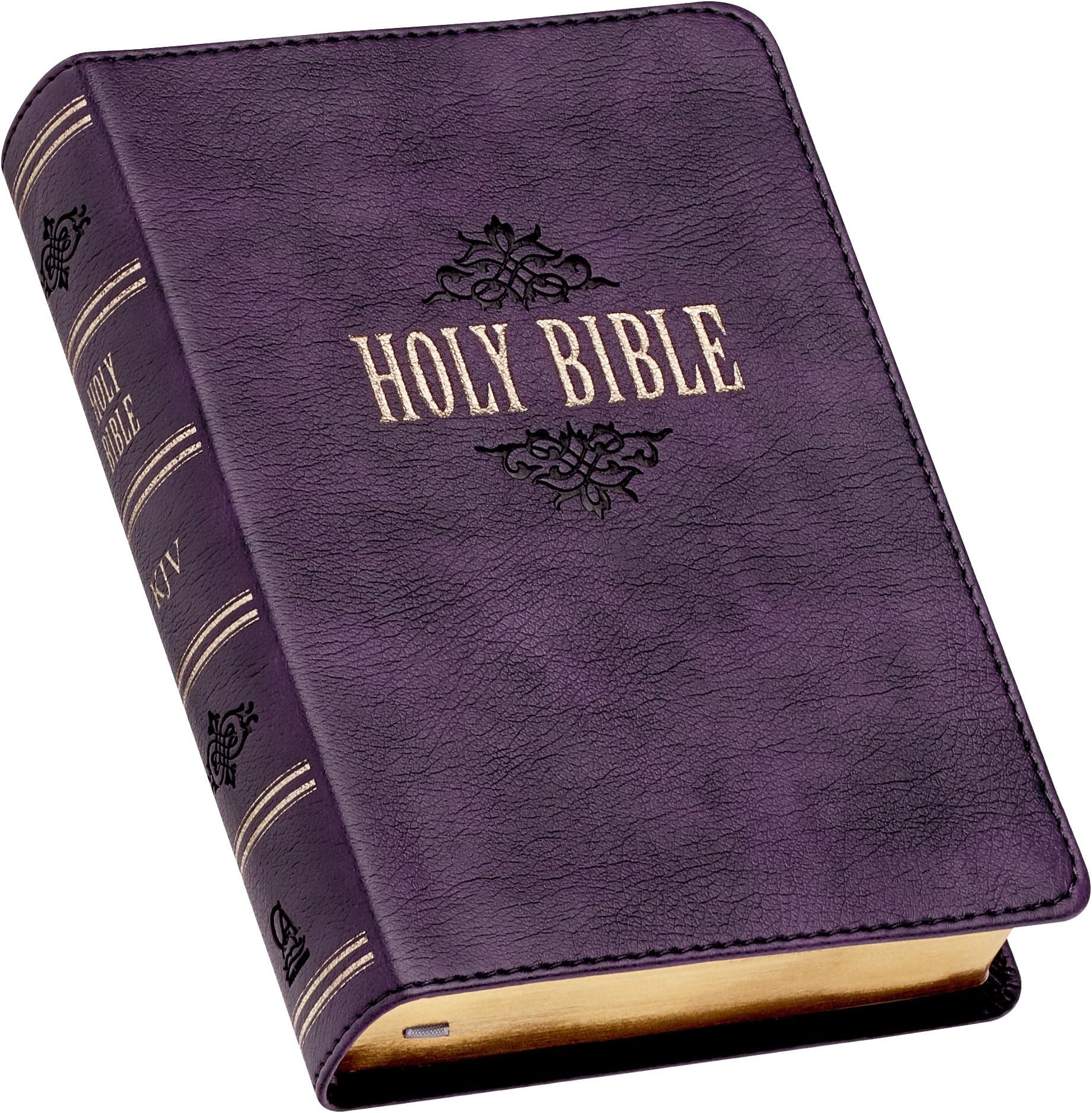 KJV Holy Bible, Large Print Compact Bible, Purple Faux Leather Bible w/Ribbon Marker, Red Letter Edition, King James Version
