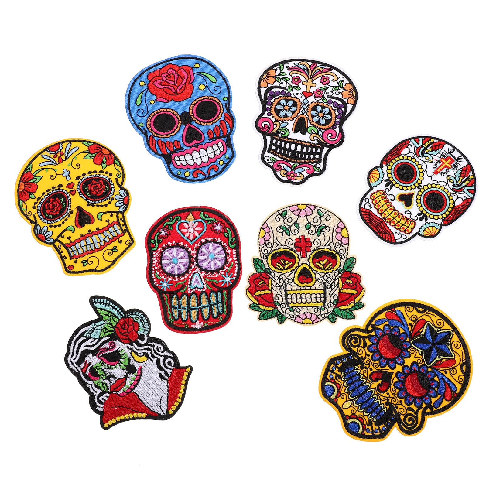 Uonlytech 32 Piezas Parches Bordados de Calavera para Ropa y Bolsas, Poliéster, Reparan Agujeros y Cubren Manchas, Ideales para Decoración de Halloween y Accesorios DIY Varios estilos