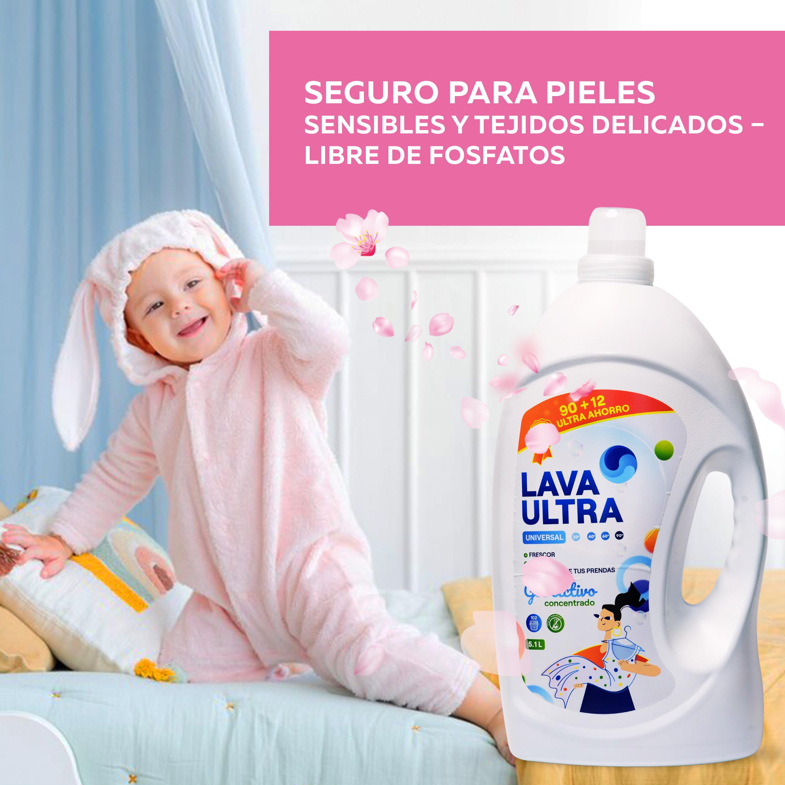 Lava Ultra Gel Activo 20.4L - 408 Lavados - Detergente Líquido Concentrado para Lavadoras, Sin Fosfatos, Apto para Todo Tipo de Telas, Suave y Fresco, Fabricado en España