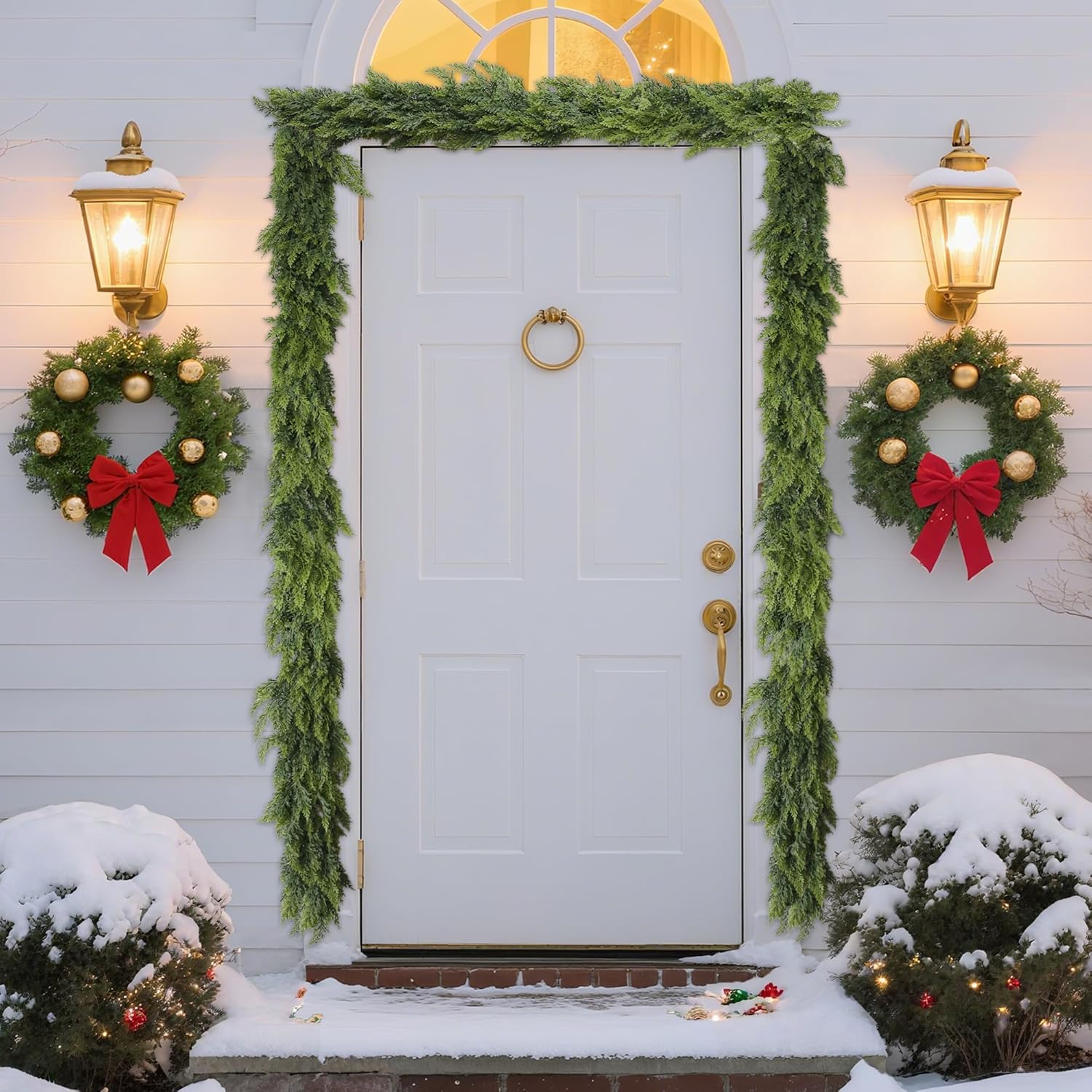 9FT Real Touch Norfolk Christmas Pine Garland, Lifelike Artificial Bendable Greenery Garland for Front Door, Mantle, Staircase, Windowsill Indoor Outdoor Christmas Decorations