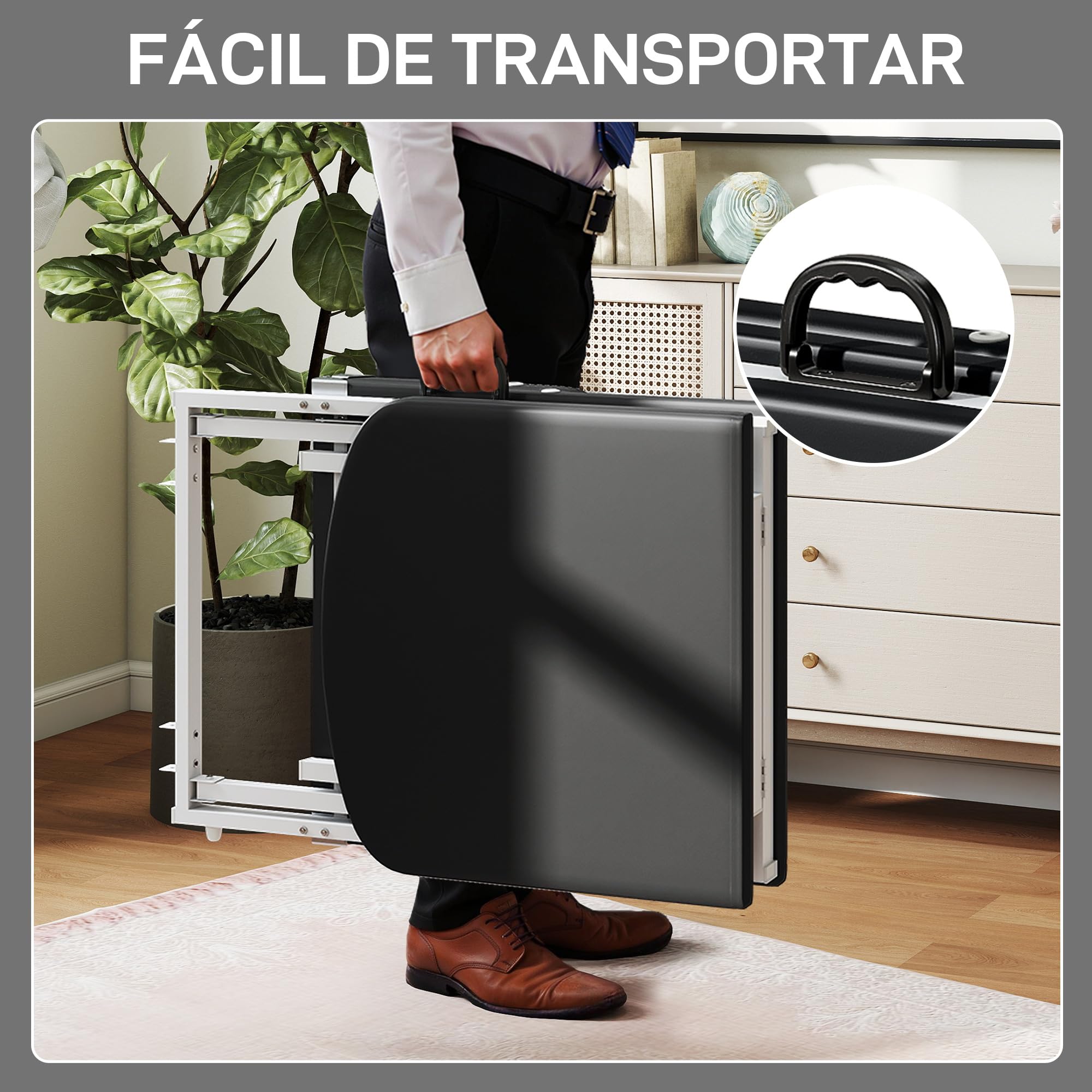 HOMCOM Camilla Masaje Plegable Portátil Camilla Estética Profesional de 3 Zonas con Respaldo Soporte para Piernas Ajustables Reposacabezas Extraíble Reposabrazos Acolchados para SPA 182x82 cm Naranja