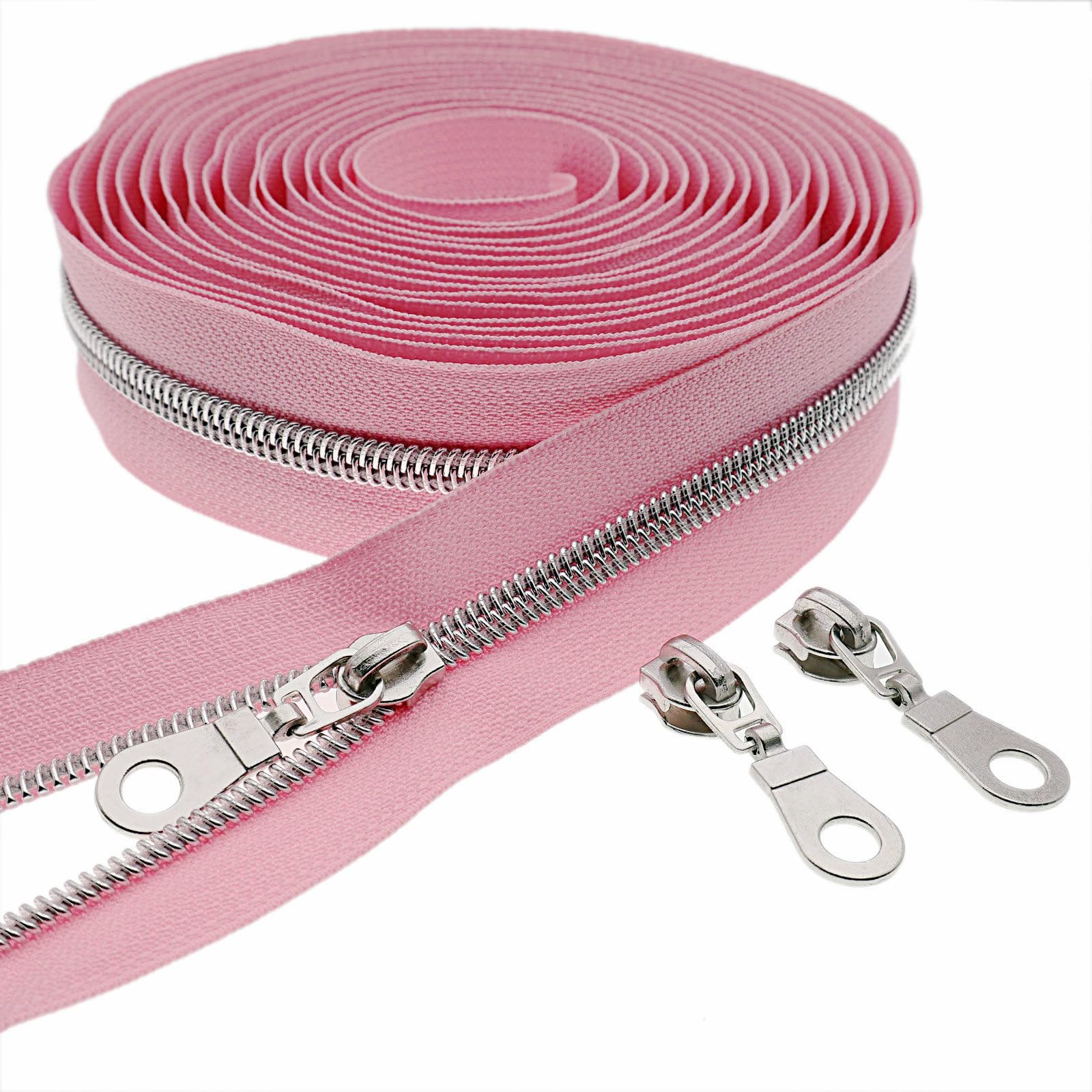 YIGUANXIN #5 Silver Metallic Nylon Coil Zippers by The Yard with Pulls