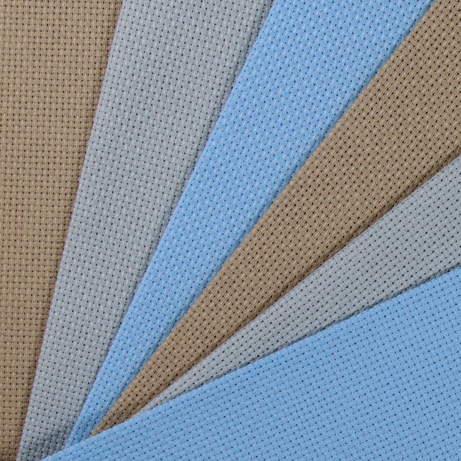 KCS 4/6 pc of 12" x 18" 30cmx45cm 16CT Counted Cotton Aida Cloth Cross Stitch Fabric (Light Blue+Sea Foam+Khaki, 6 pc)