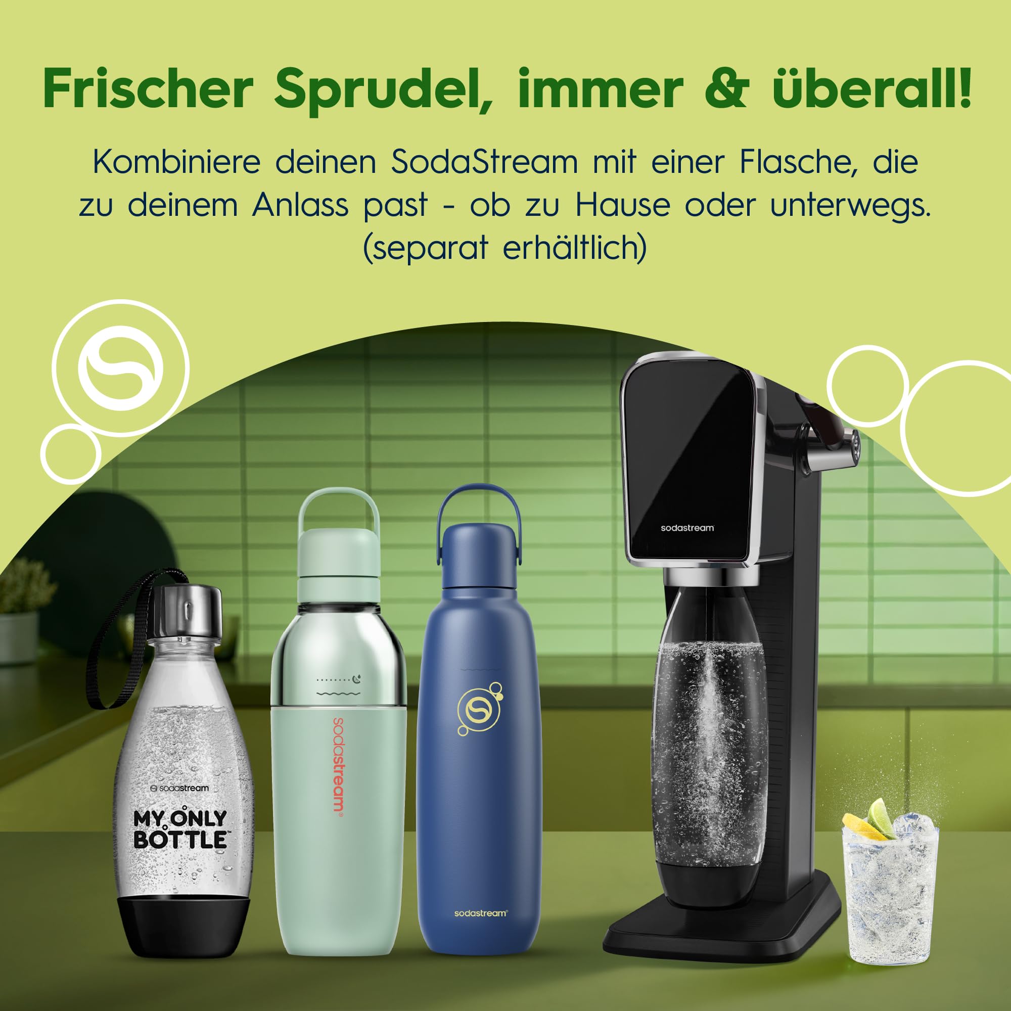 SodaStream drink mix 7UP Zero Zucker, 4er-Pack Zitrone-Limette Sirup für Wassersprudler, Getränkesirup zuckerfrei und koffeinfrei, 4 x 440 ml