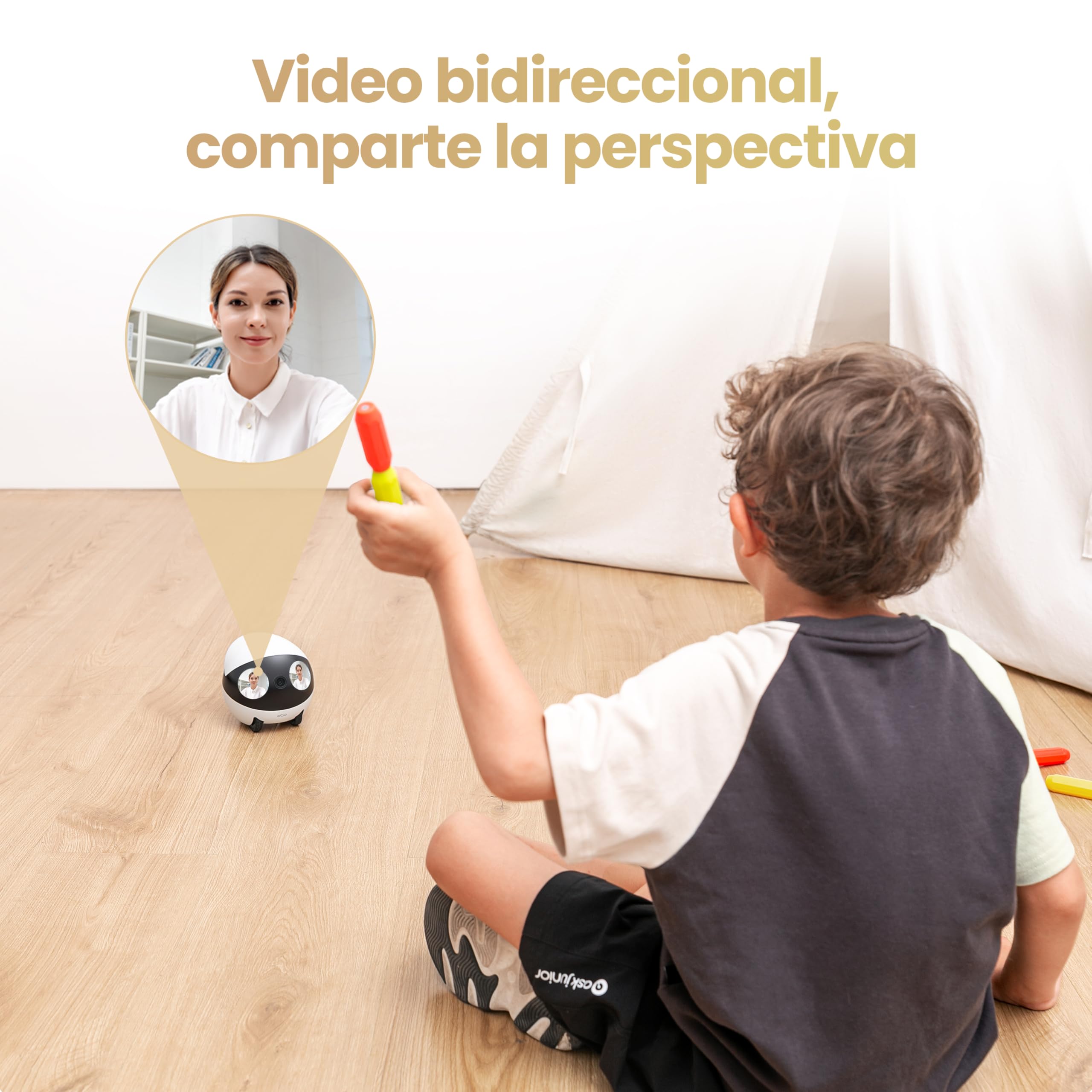 Enabot EBO Air 2S FamilyBot – Robot Cámara Mascotas 2,5K, Batería 9–10H, Seguimiento IA, Patrulla, Vídeo Bidireccional, Recarga Auto, Almacenamiento Local – Gatos, Perros y Familia