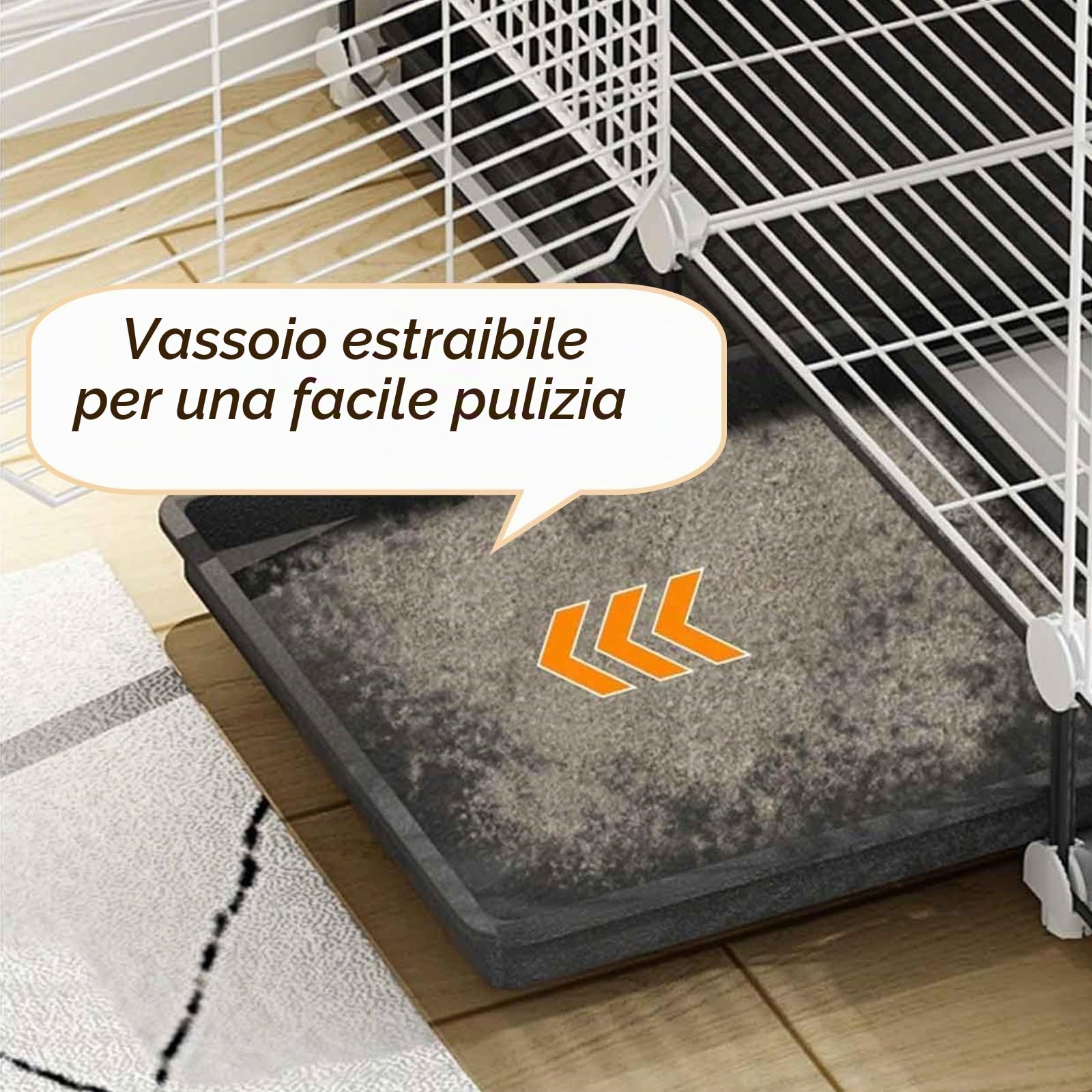 Grandi Gabbie per Conigli da Interno con Ruote Gabbia per Pollame Gabbia Coniglio con Vassoio Rimovibil e Tappetini per Le Zampe, per Conigli e Cincillà(Color:Black,Size:111x39x48cm)