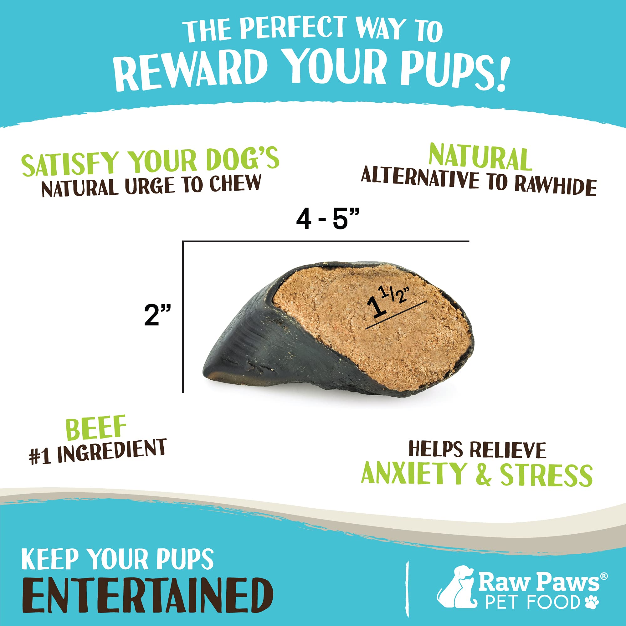 Buy Raw Paws Pet Filled Cow Hooves for Dogs, 5 Pack Peanut Butter