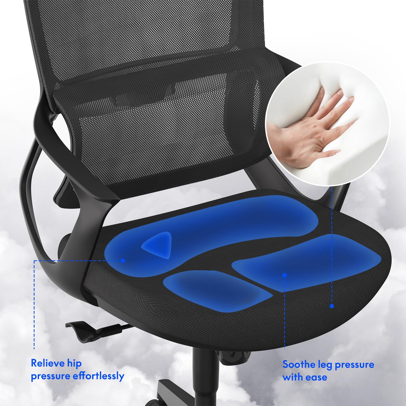 FLEXISPOT OC16 Sedia Ufficio Ergonomica Poltrona da Ufficio a Rotelle Girevole, da Computer Ergonomica, Supporto Lombare Imbottito