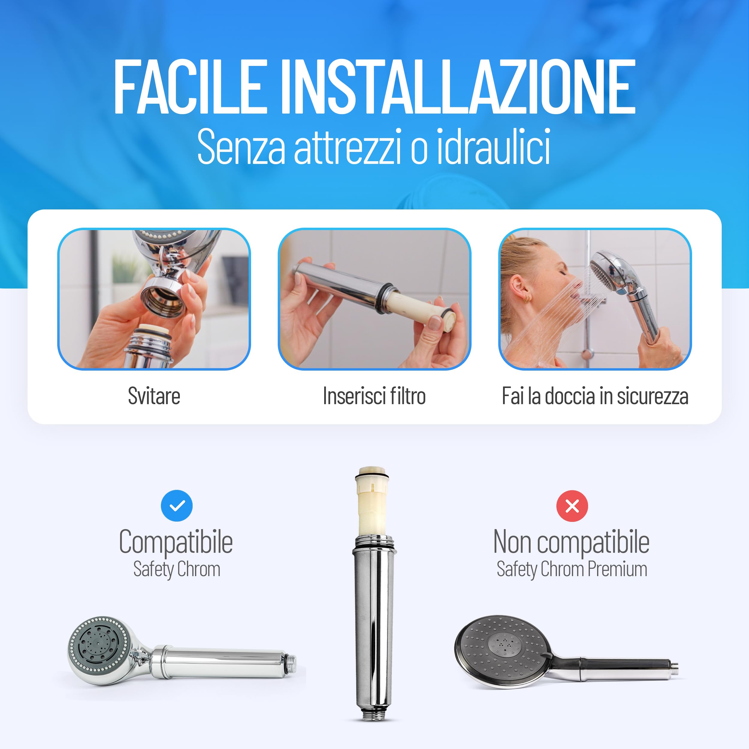 Filtro antilegionella | filtro di ricambio certificato per SAFETY CHROM | filtra le legionelle in modo affidabile | proveniente dalla tecnologia medica