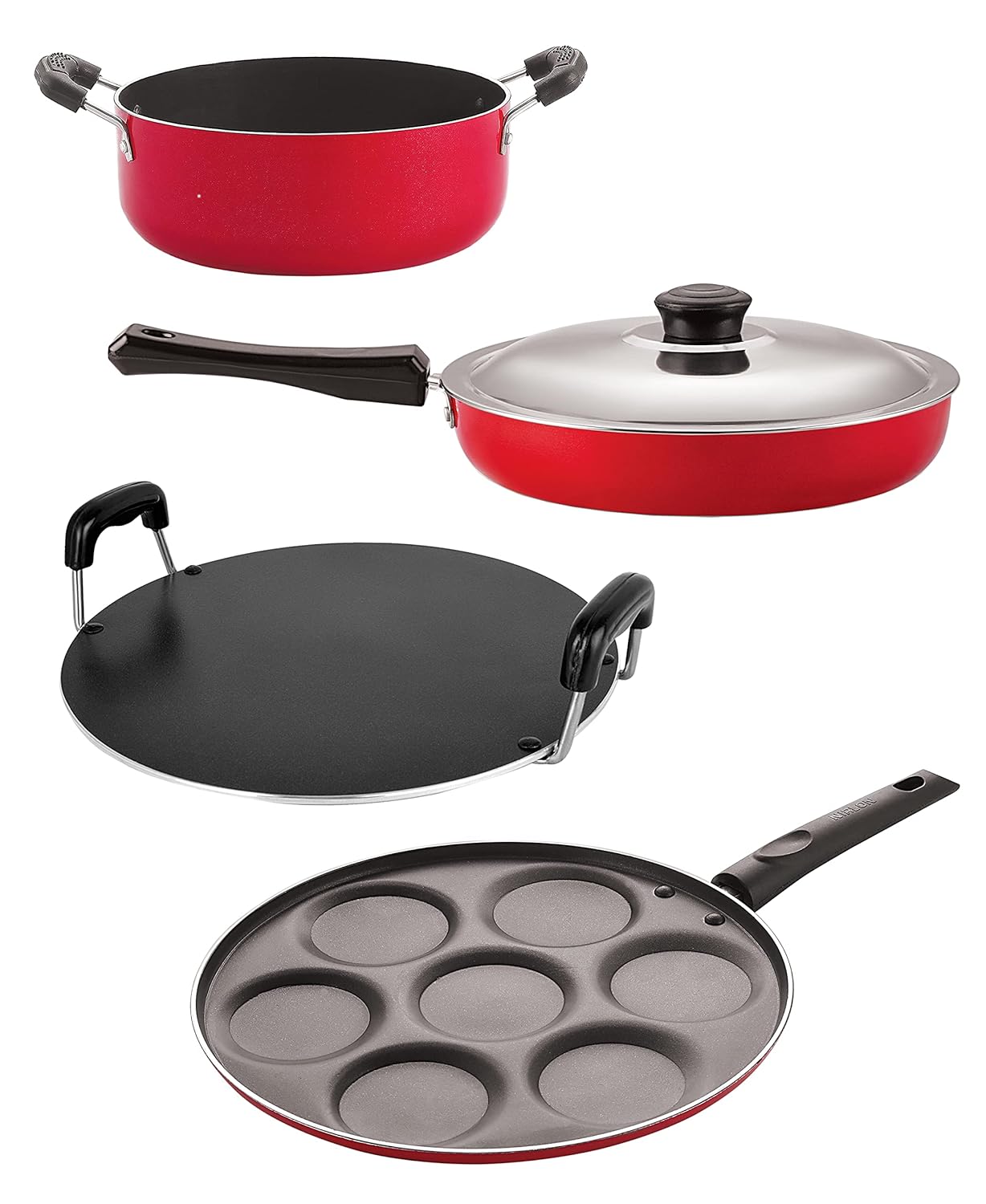 Nirlon Non Stick Combo Aluminium Cookware Set of 4 Pieces (FP10_RT_UP7_CS24)