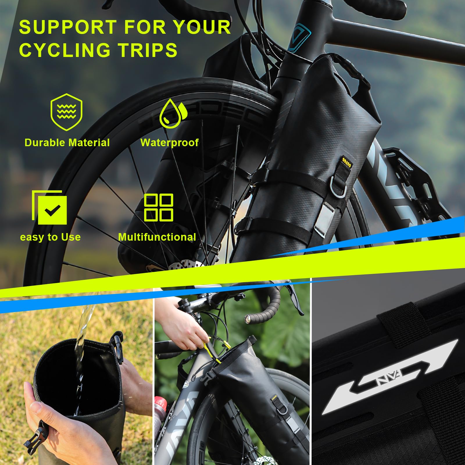 8.5L 2 Stück Gabeltaschen Fahrrad Wasserdicht Fahrradtasche Vorderrad mit Vielseitiger Halterung Rolltop Fahrrad Rahmentasche Bike Bicycle Bag für MTB Rennrad Ebikes Gravelbike Zubehör