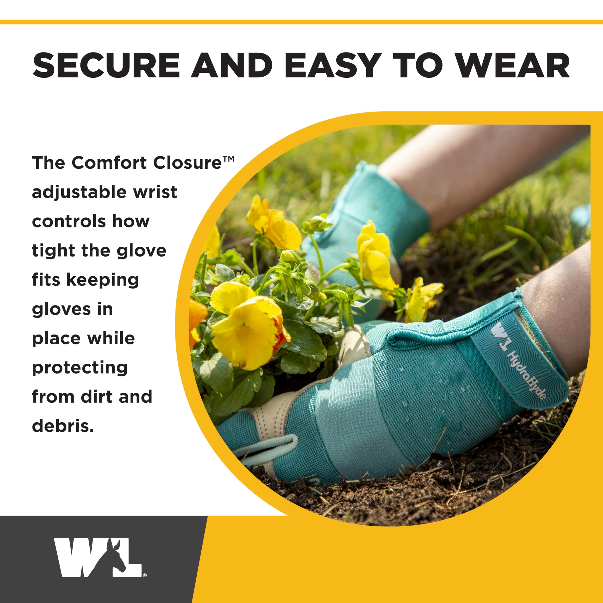 Wells Lamont Gants de travail/jardinage hybrides pour femme | Cuir Hydrahyde résistant à l'eau | Bleu marine Taille M (3204M)