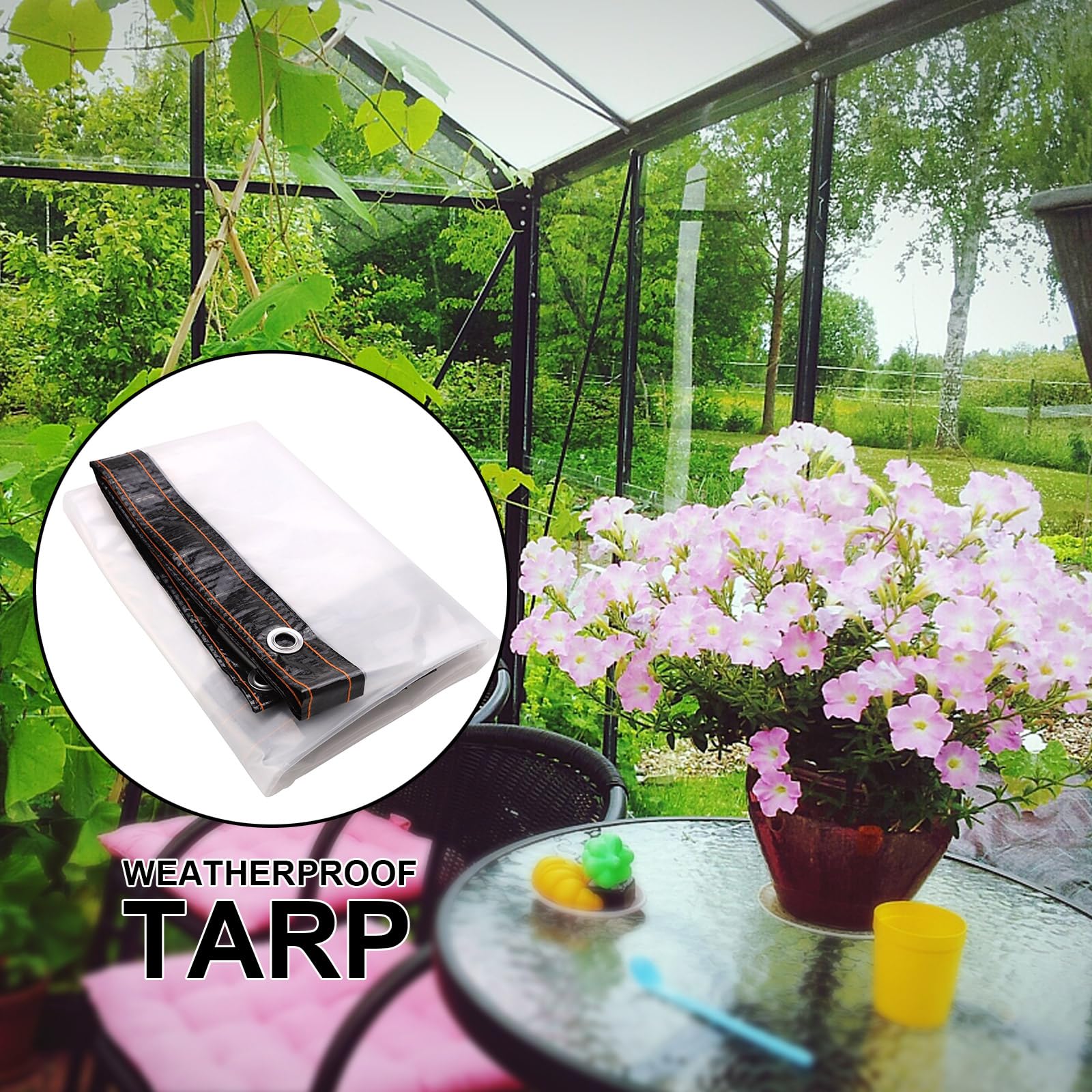 Bâche de Couverture Imperméable Transparente 1x5m, Bâches en Plastique Robustes avec œillets, Bâche Transparente en Plastique pour Accessoires de Serre(1x5m)