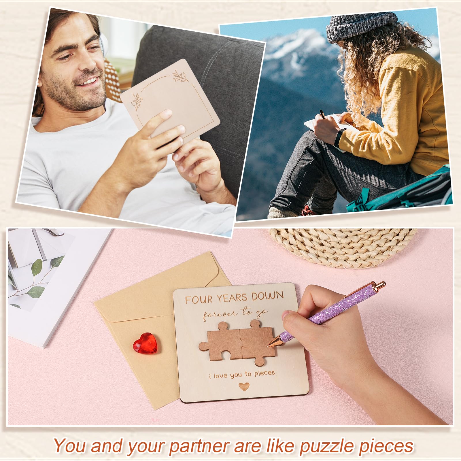 4. Hochzeitstag Geschenk – Hölzerne Jubiläumskarte Für Ehepaare, Personalisierbar Mit Namen