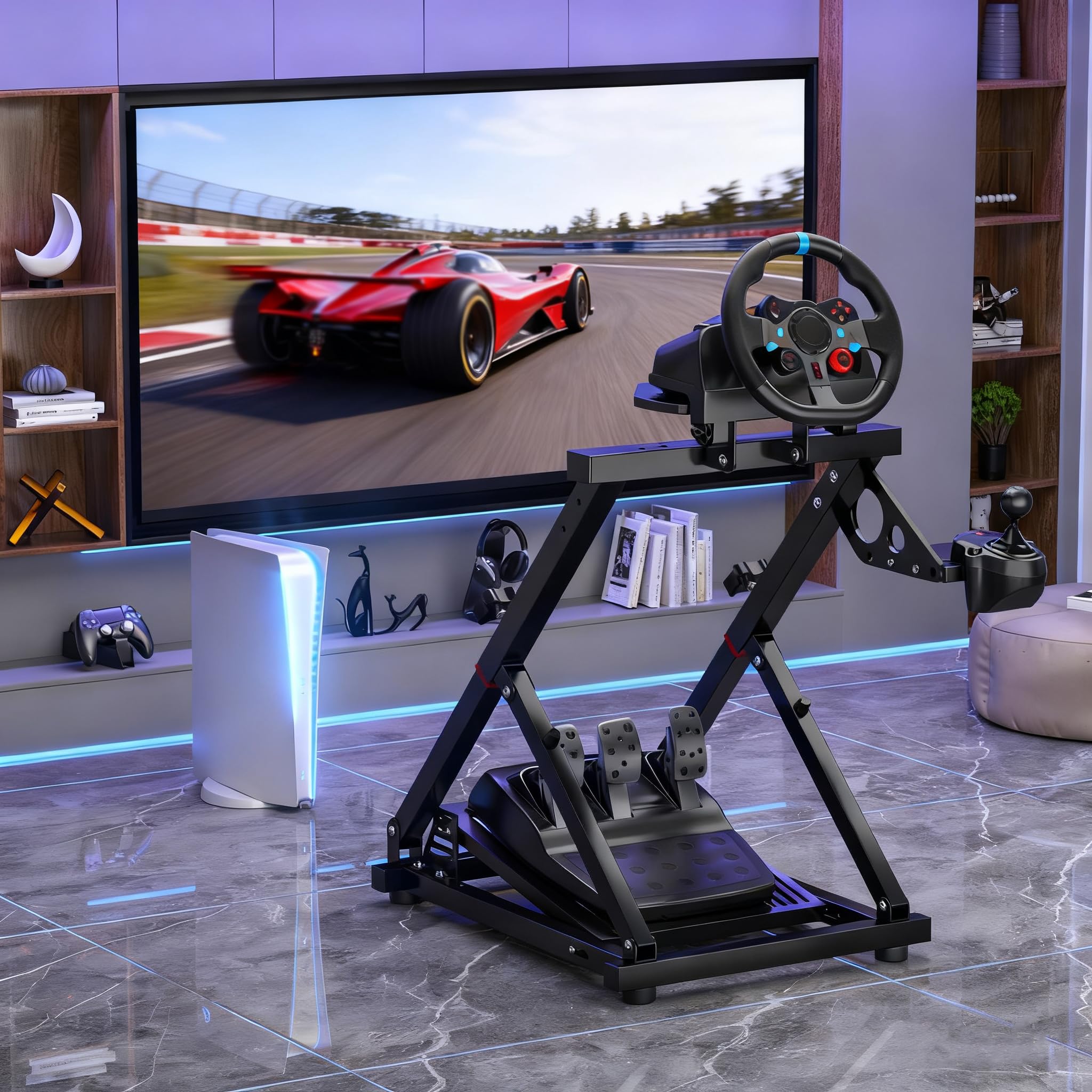 Supporto per Volante da Corsa, Pieghevole Inclinabile Supporto Volante compatibile con Logitech G29 G920 G923 compatibile con Thrustmaster T248 T300 – Xbox PS4 PS5 PC