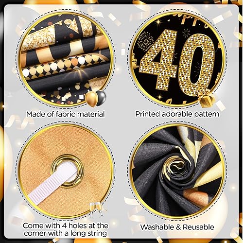 Miniatura 7 de Decoración de fiesta de cumpleaños número 18 negro y dorado, pancarta para cubierta de puerta y globos de 18 piezas